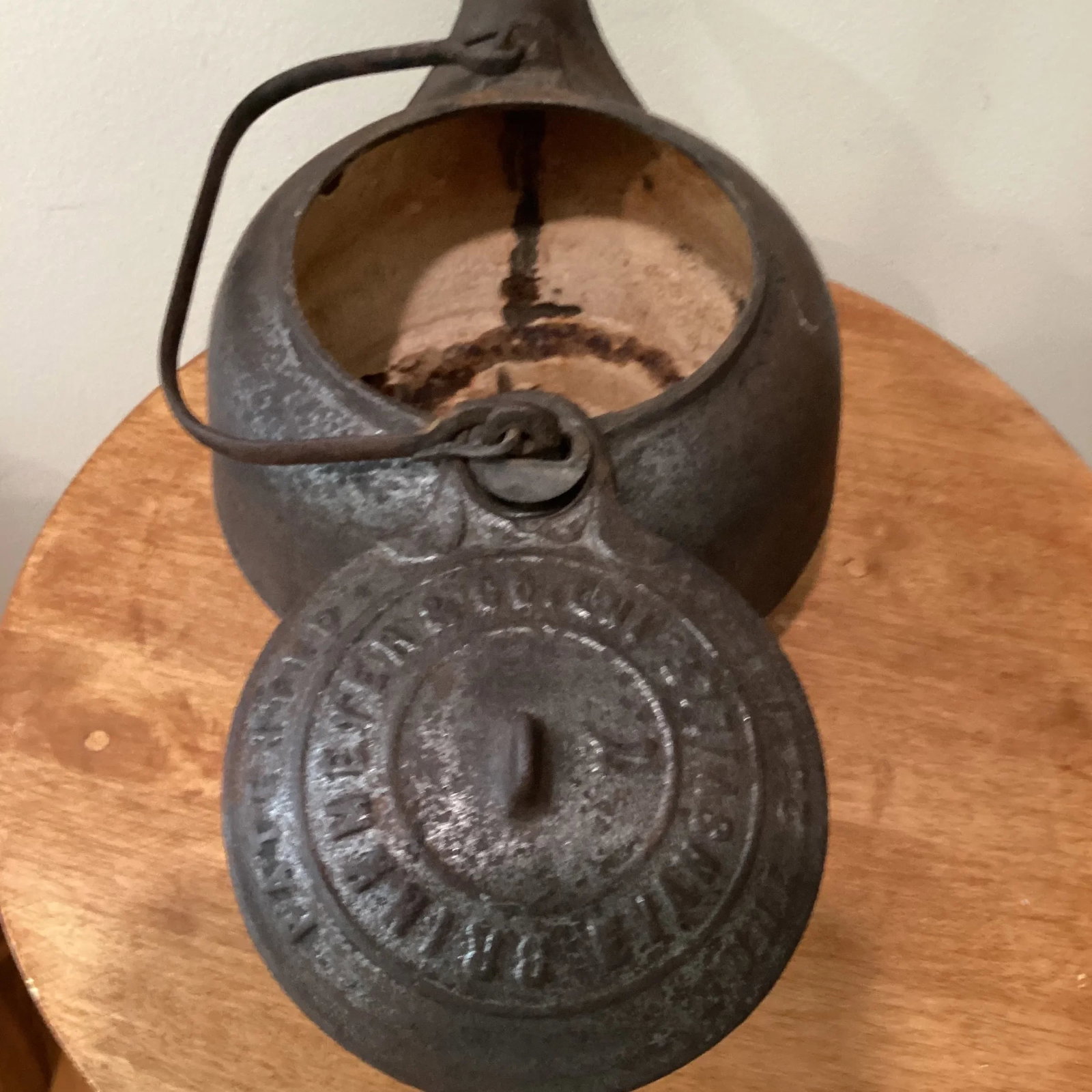 Antique 1863 Brinkmeyer Cast Iron Tea Kettle Evansville - 9