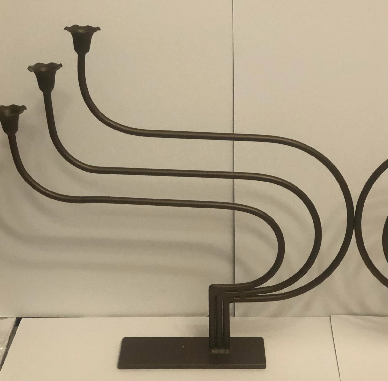 Mid 20th Century Art Nouveau Brass Candelabras - a Pair - 10