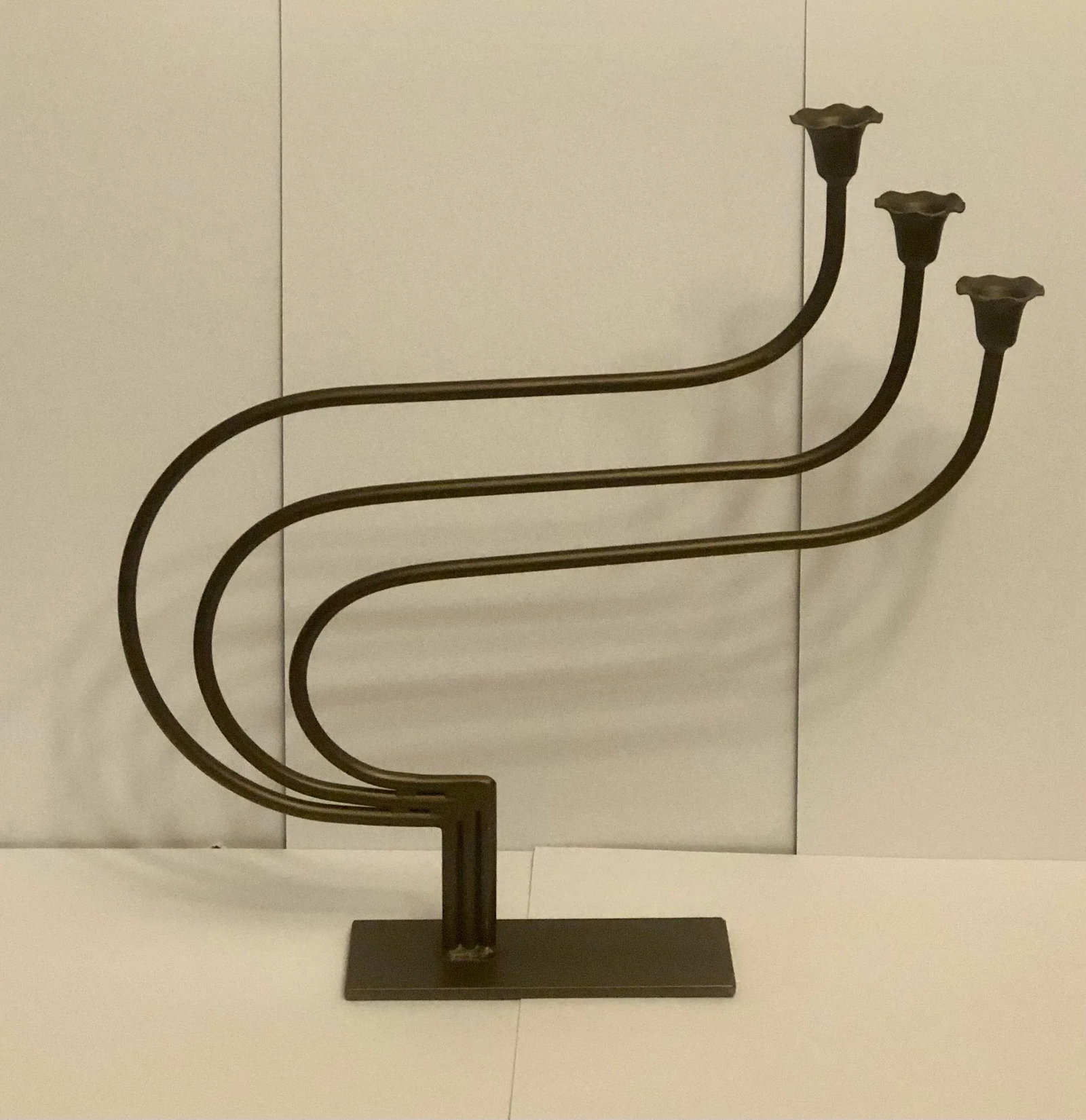 Mid 20th Century Art Nouveau Brass Candelabras - a Pair - 3