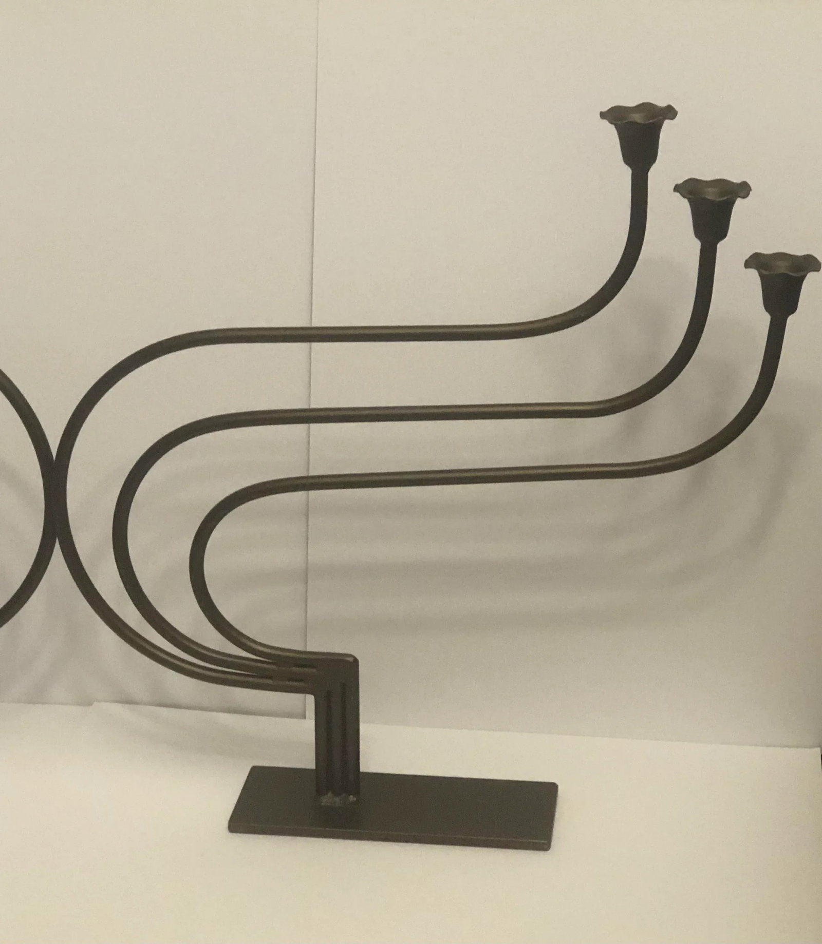 Mid 20th Century Art Nouveau Brass Candelabras - a Pair - 9