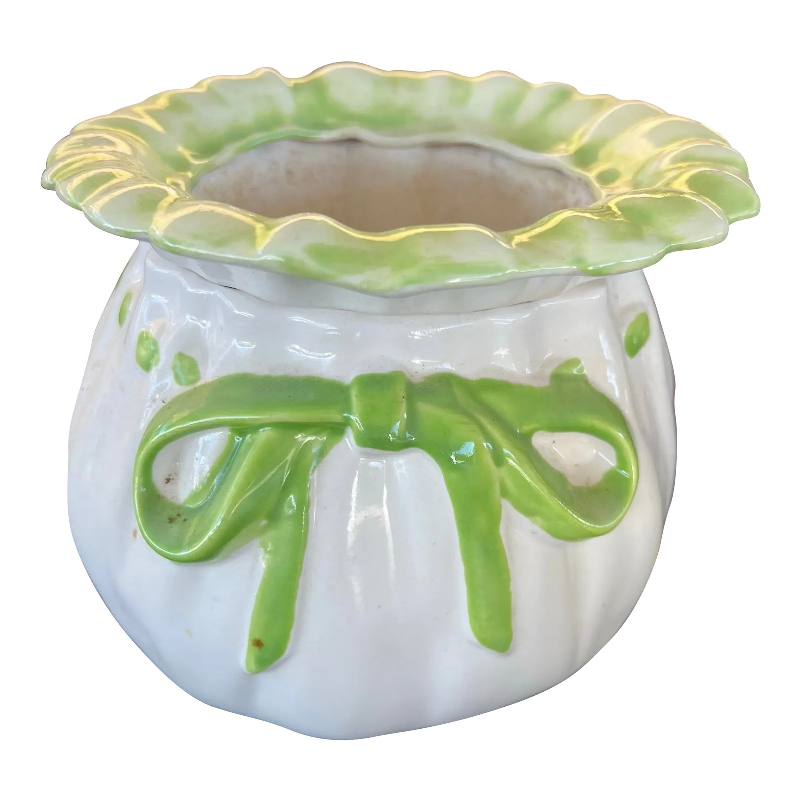 1960s Double Layer Ceramic Planter Flower Pot, Signed: 1960s Self watering planter/ flower pot. Using automatic watering and double layer design, this planter can prevent water loss or excessive, can help store excess water at the bottom of the pot and pr