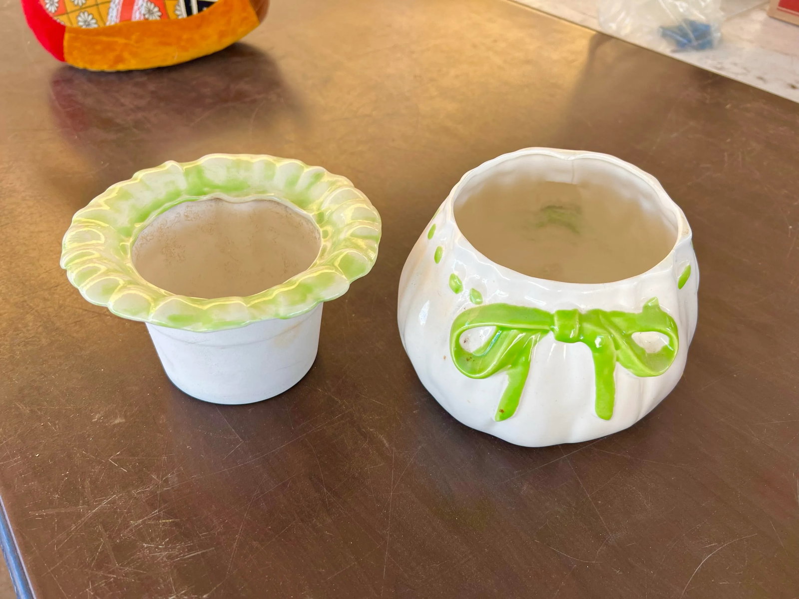 1960s Double Layer Ceramic Planter Flower Pot, Signed - 2