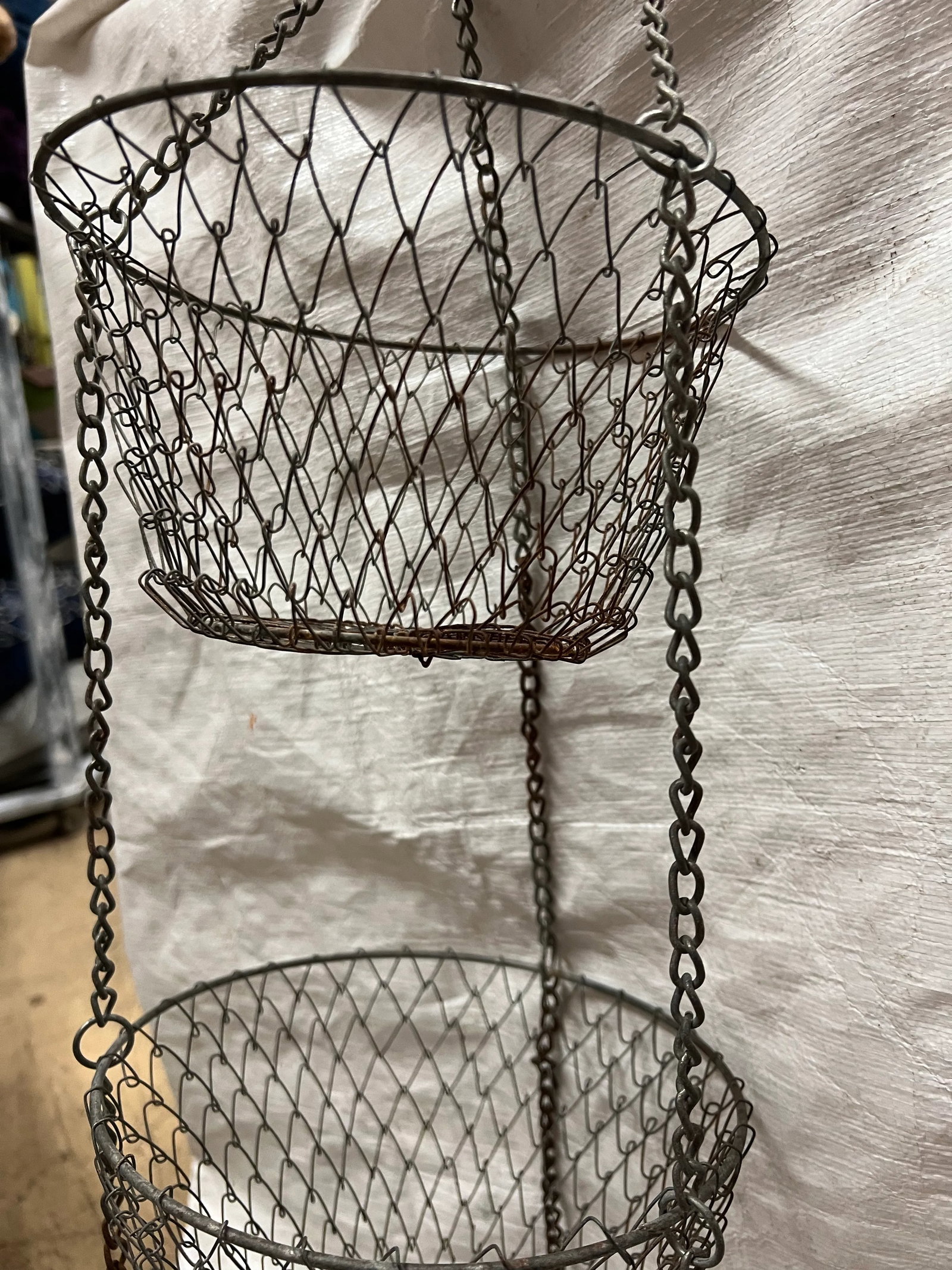 Vintage Collapsible Hanging 3 Tier Metal Baskets - 3