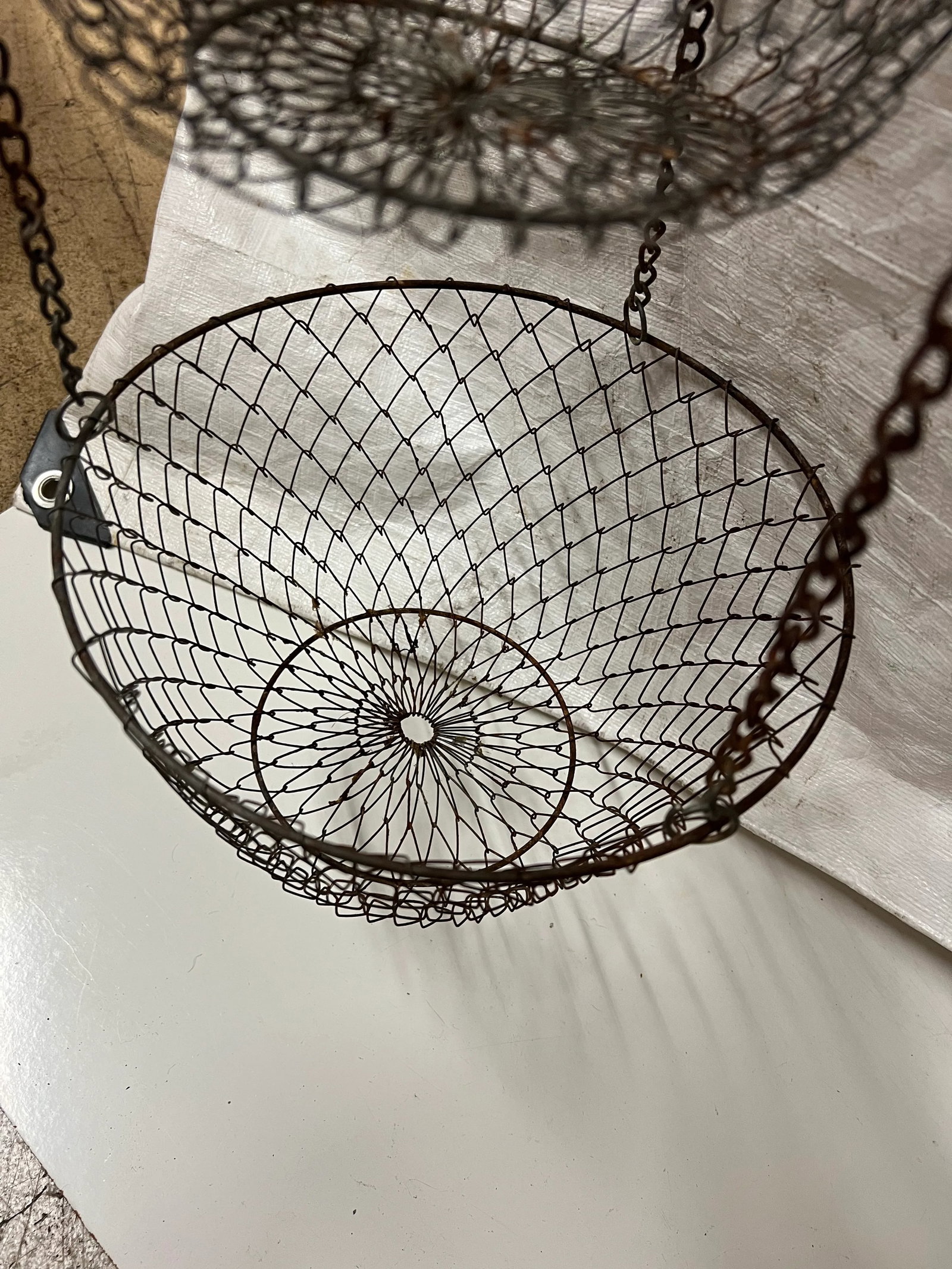 Vintage Collapsible Hanging 3 Tier Metal Baskets - 4