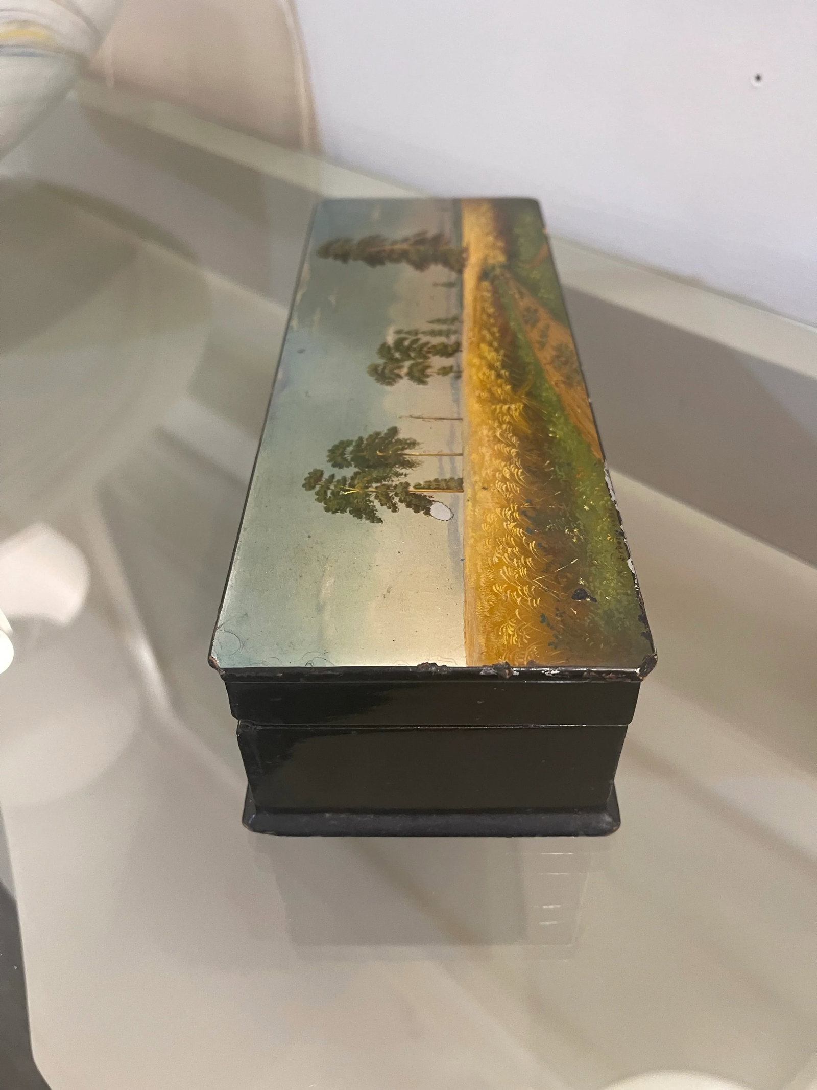 Long Vintage Fedoskino Lacquer Box - 2