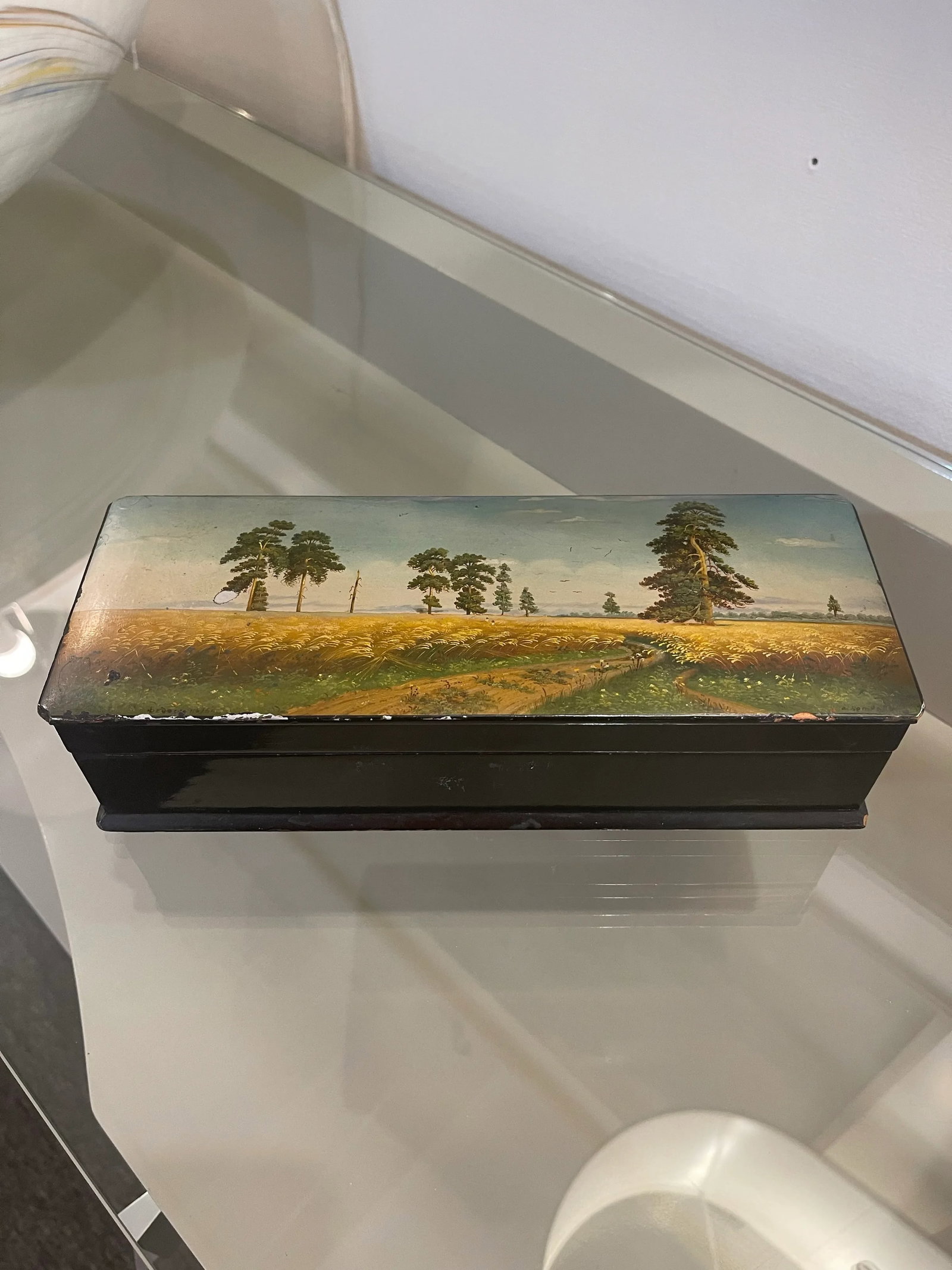 Long Vintage Fedoskino Lacquer Box - 3