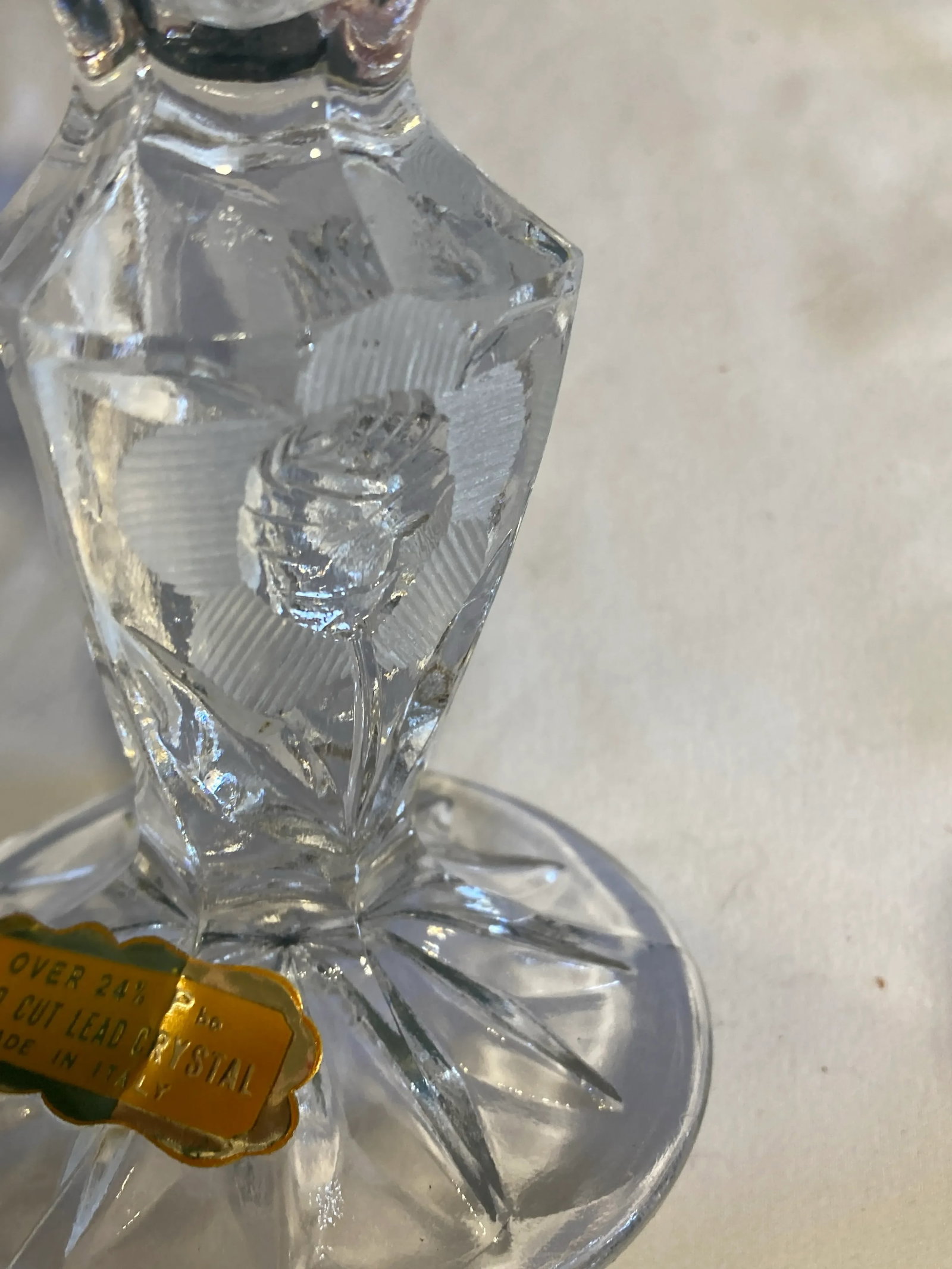 Vintage Italian Hand Cut Crystal Candlesticks, a Pair - 8