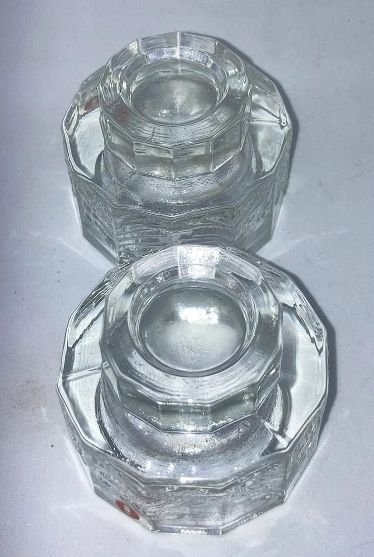 Set of 2 Iittala Design: Jorma Vennola Finland Kuusi / Fir Pine Tree Clear Glass Candle / Votive Hol - 6