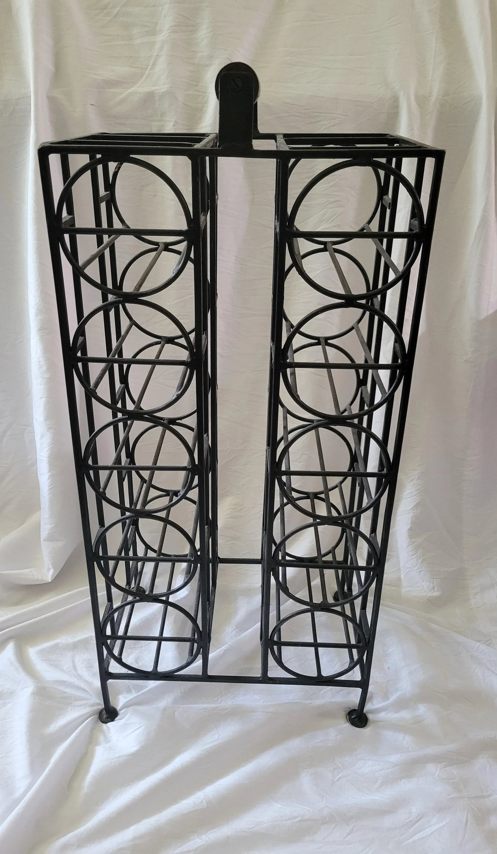 1970s Vintage Industrial Wrought Iron Wine Rack - 5