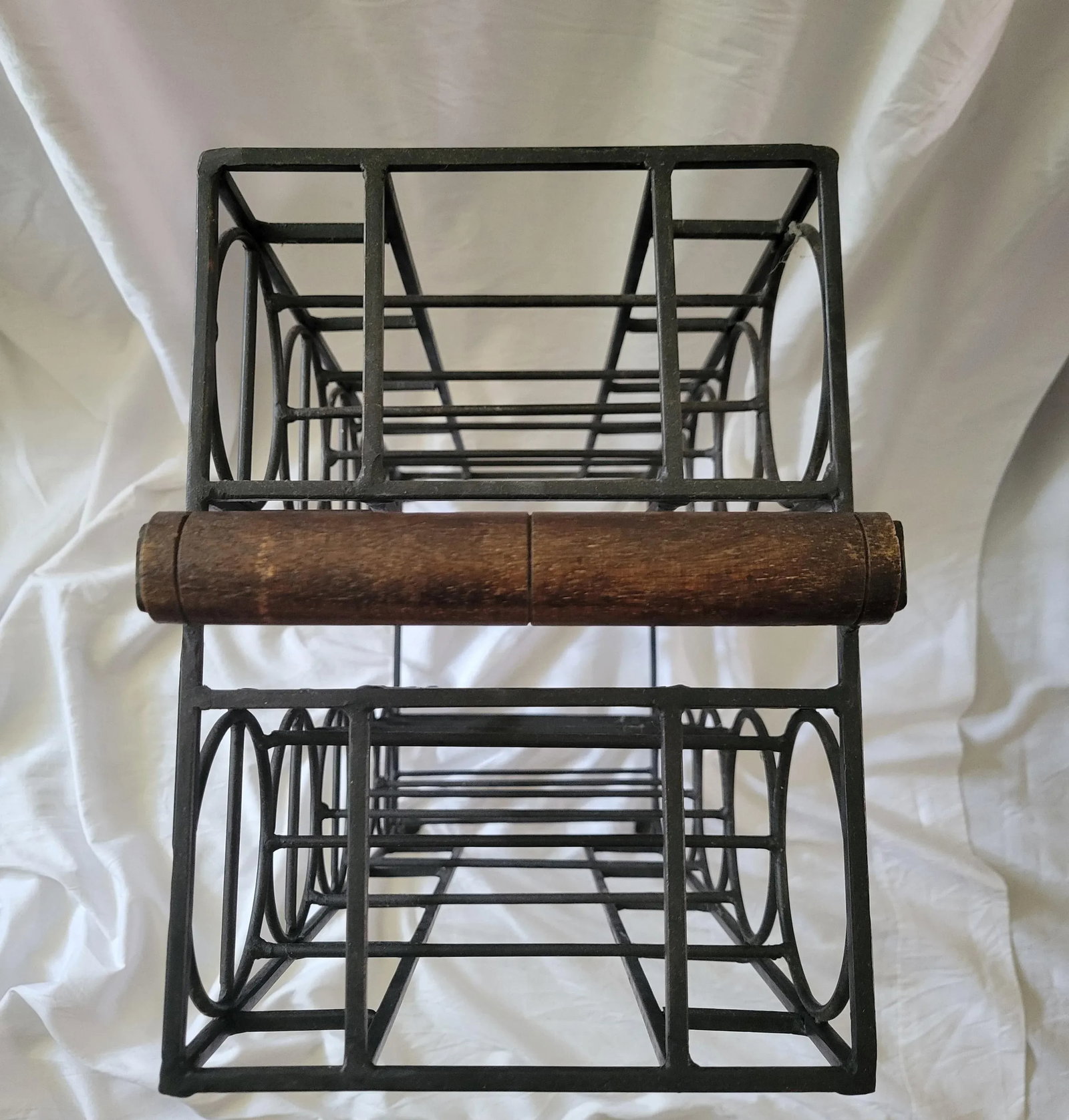 1970s Vintage Industrial Wrought Iron Wine Rack - 7