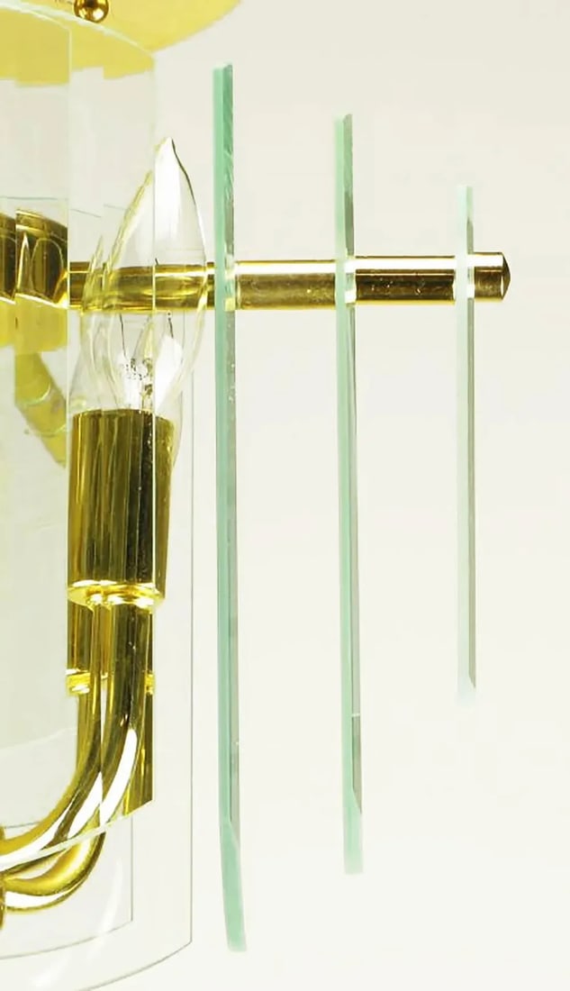 Brass and Beveled Graduated Glass Ceiling Lights - a Pair - 5
