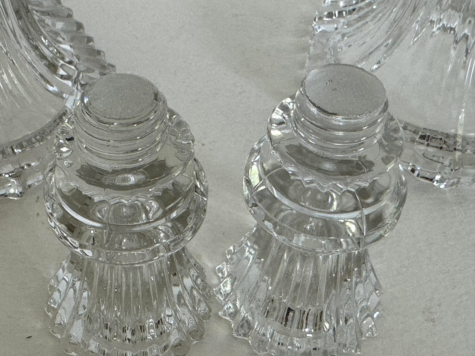 Vintage 1930s Art Deco Glass Candelabra's With Prisms, a Pair - 11