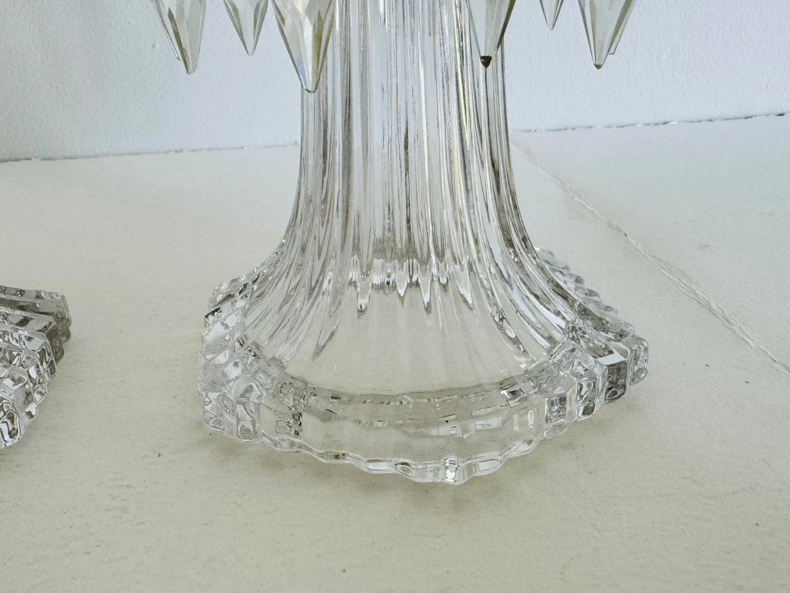 Vintage 1930s Art Deco Glass Candelabra's With Prisms, a Pair - 8