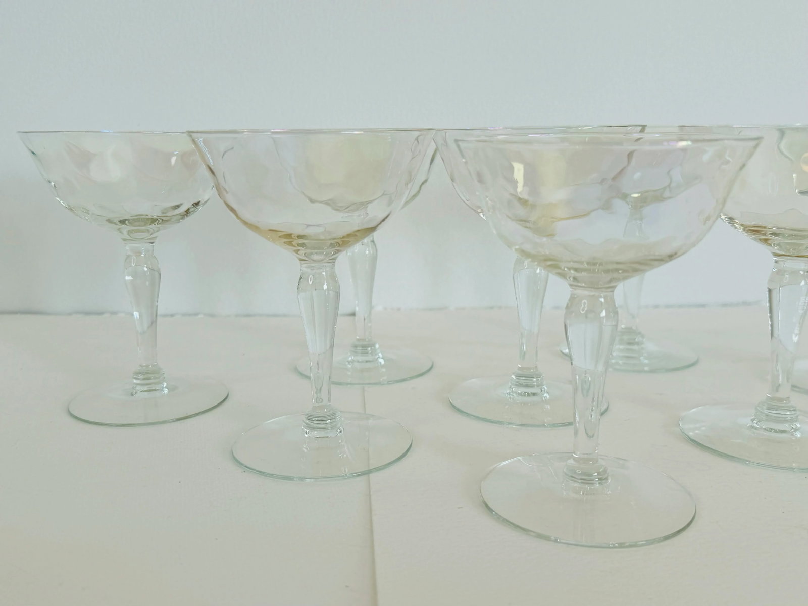 Vintage 1950s Gold Iridescent Glass Coupes- Set of 8 - 2