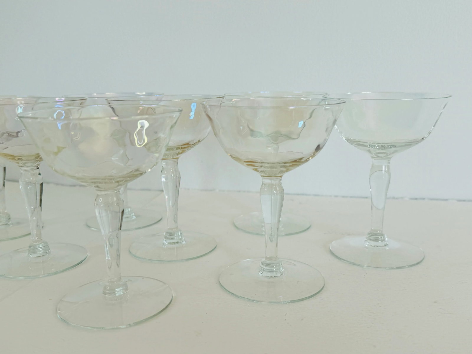 Vintage 1950s Gold Iridescent Glass Coupes- Set of 8 - 3