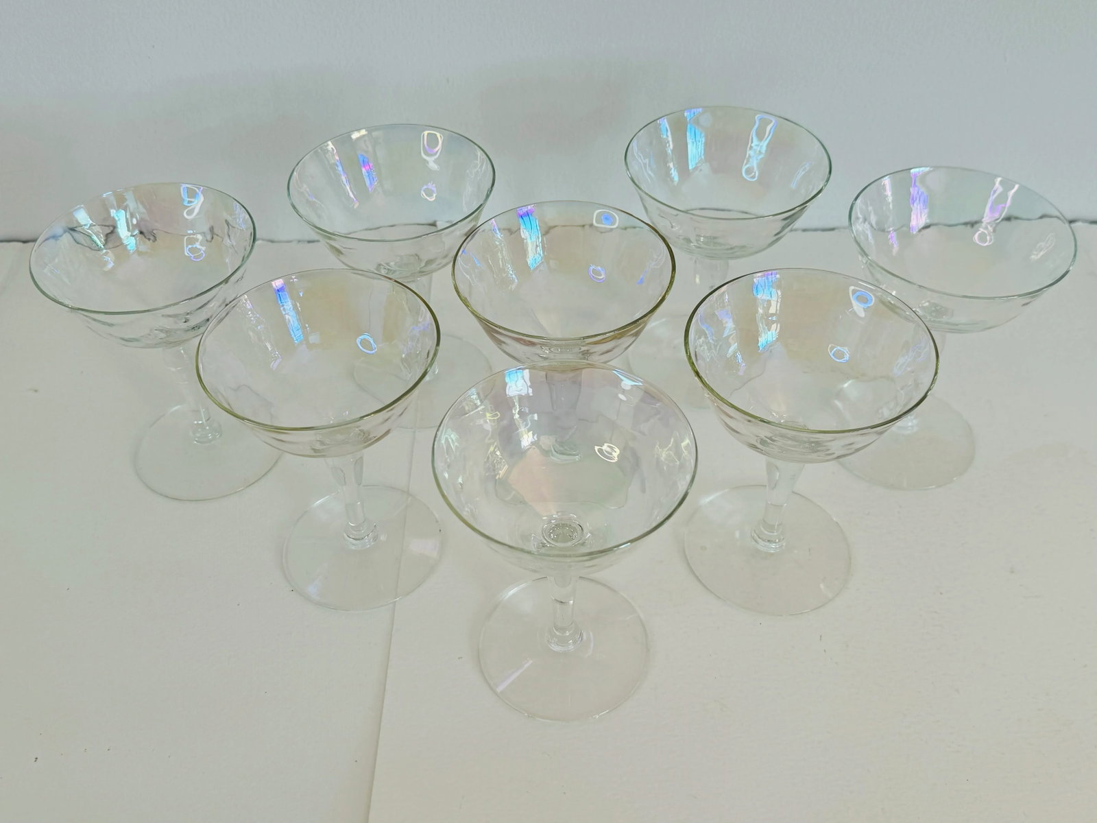 Vintage 1950s Gold Iridescent Glass Coupes- Set of 8 - 4