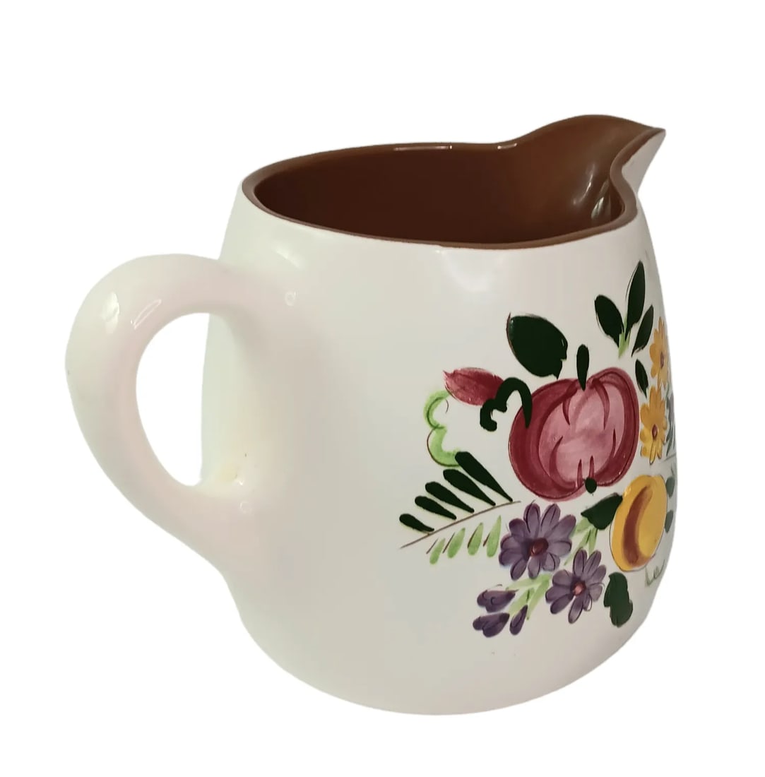 Vintage Stangl Handpainted Pitcher Fruit and Flowers - 4