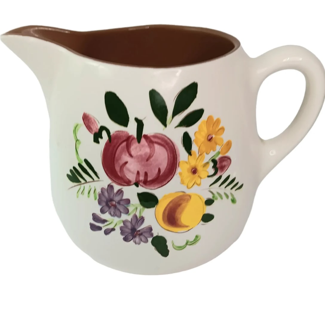 Vintage Stangl Handpainted Pitcher Fruit and Flowers - 5