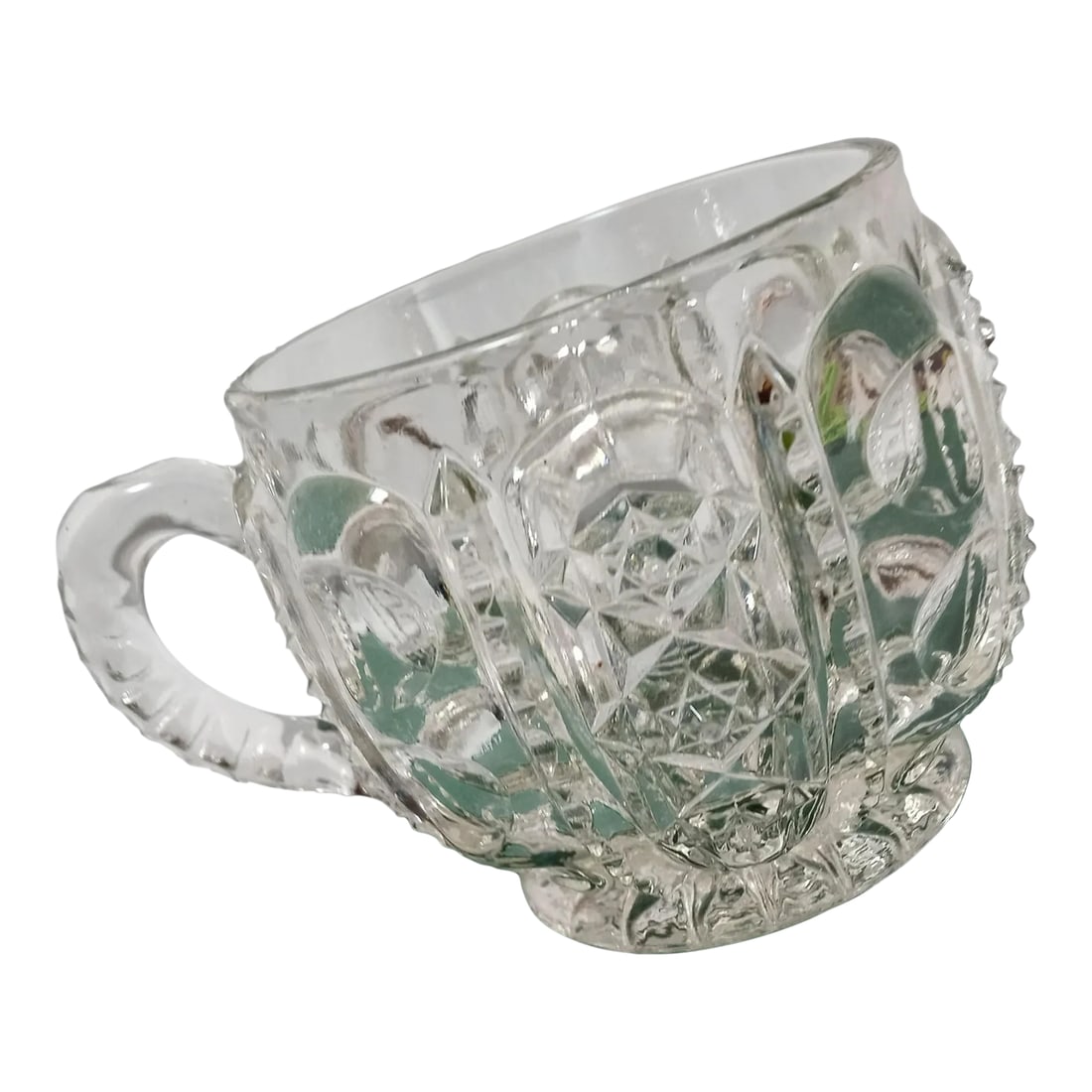 Antique Punch Cup: One beautiful little punch cup made by Westmoreland The pattern is called Column Thumbprints & was made between 1900-1910. Mint condition! Condition: Alterations: Original Condition Unaltered