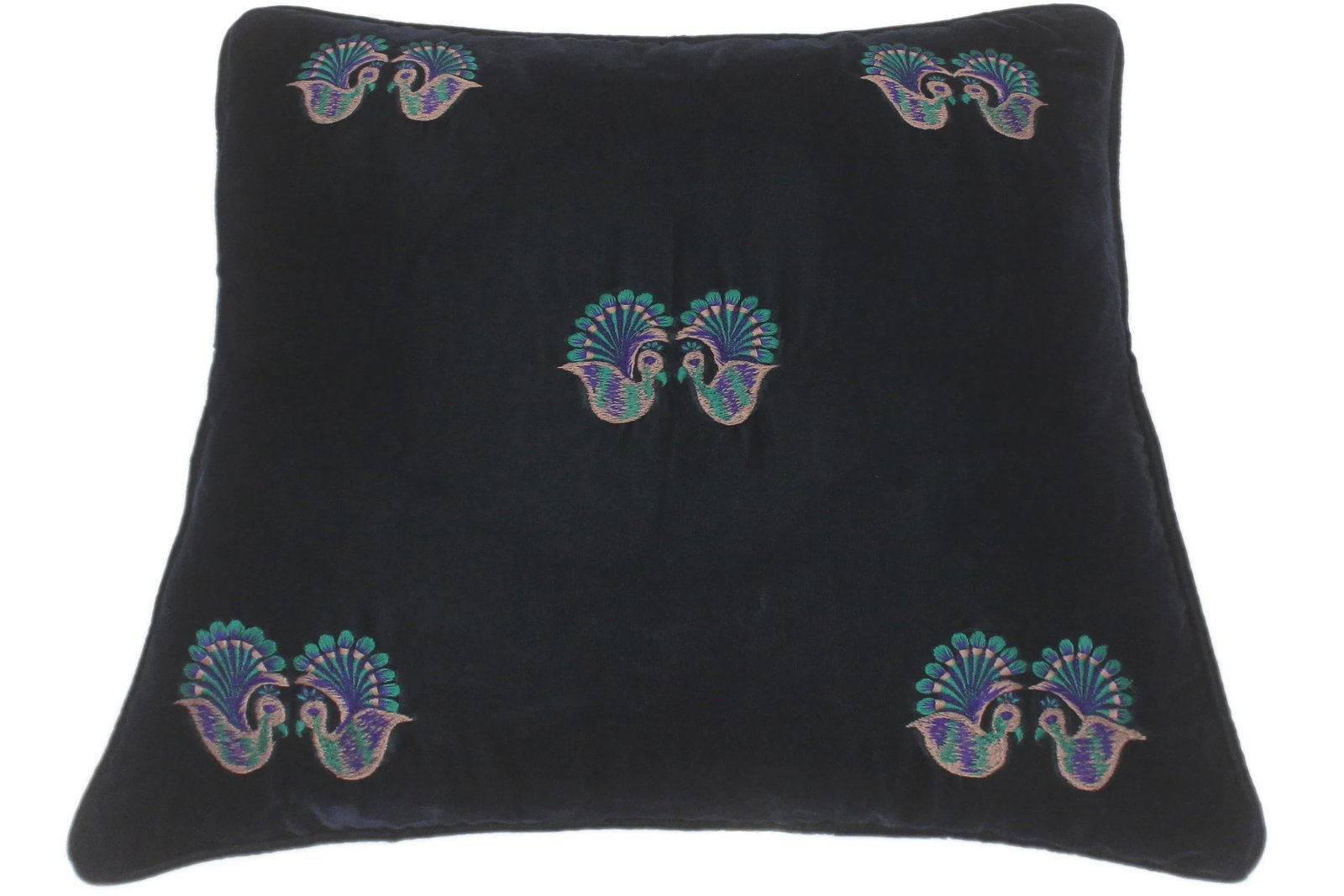 Elegant Hand Embroidered Velvet Pillow - 2
