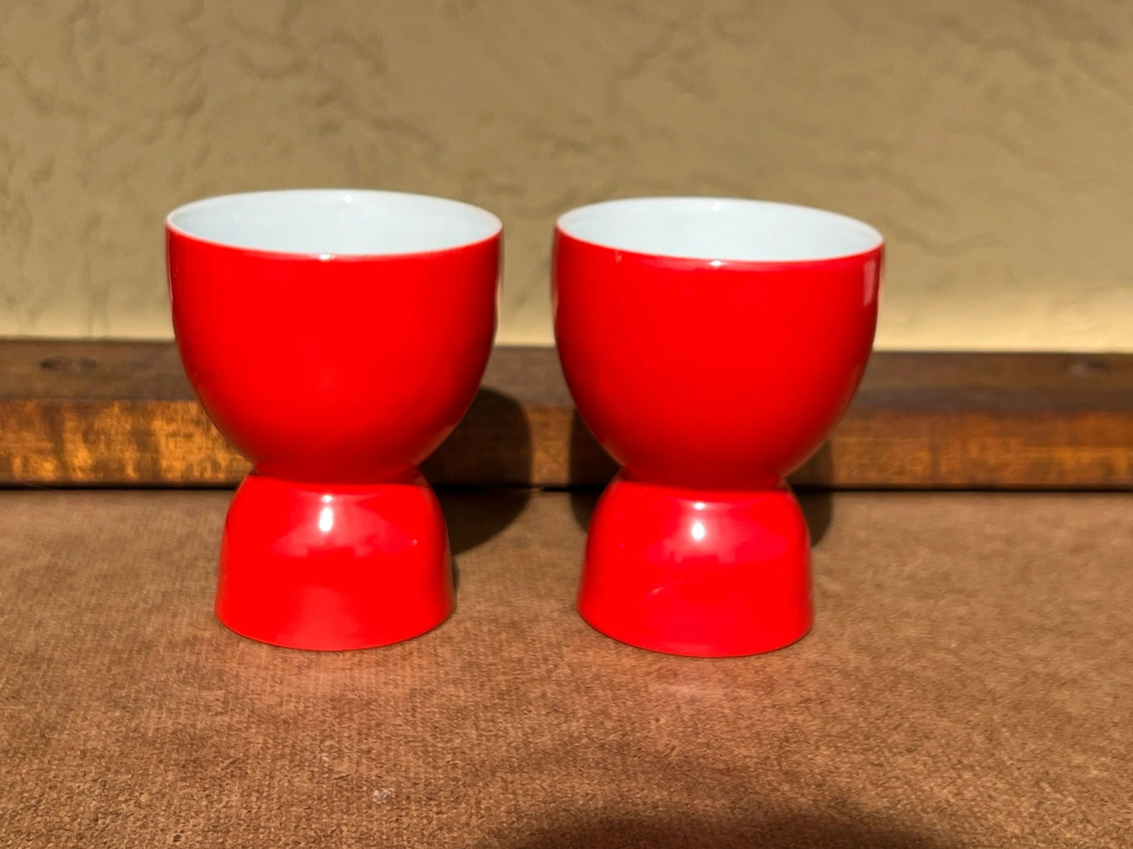 Mid Century Red Egg Cups- a Pair - 3