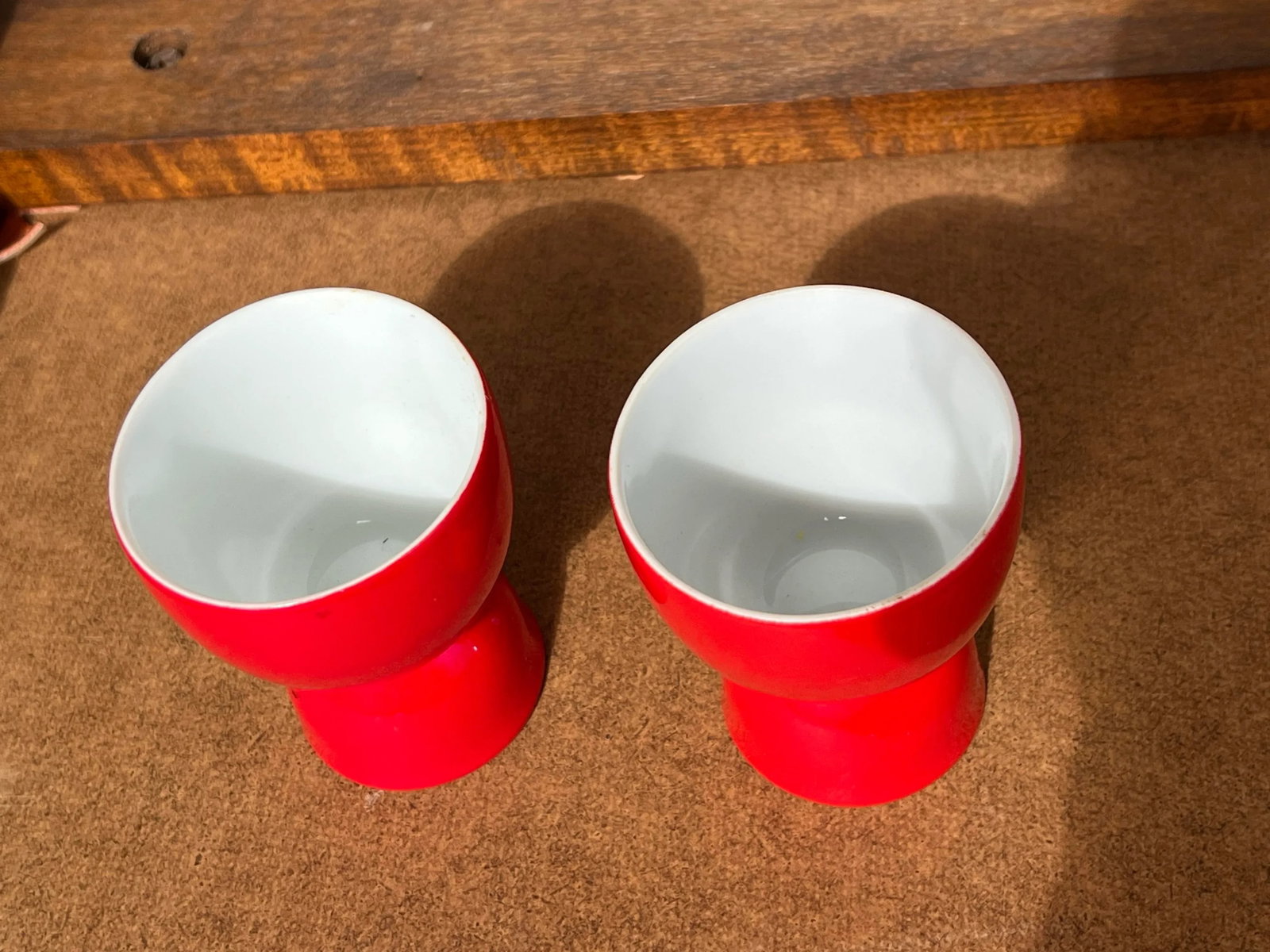 Mid Century Red Egg Cups- a Pair - 4