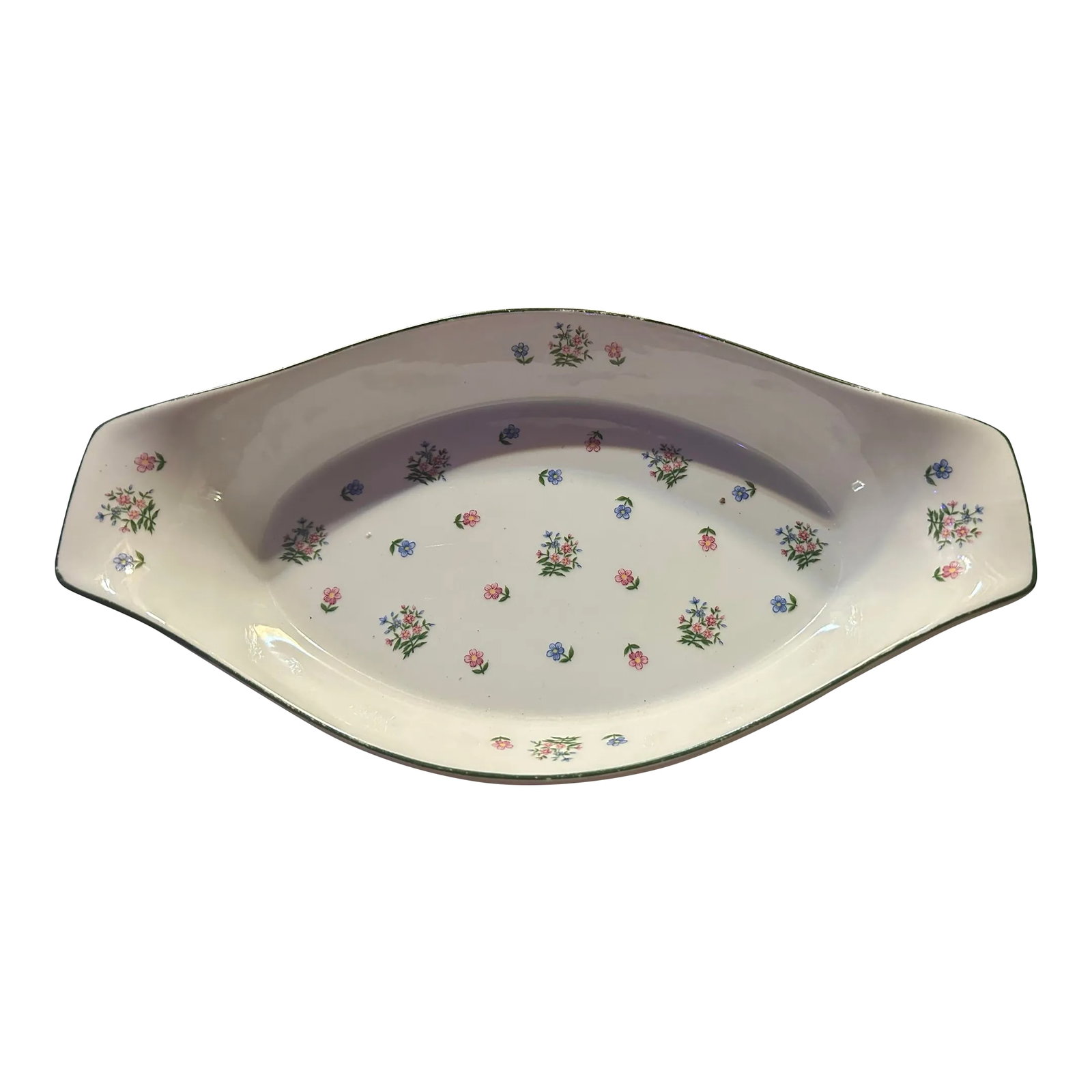 Mid 20th Century Petite Fleur by Andrea Oven to Table Cookware 6668 Au Gratin Dish: Beautiful 'Petite Fleur' by Sedak au Gratain Oven to Tableware. No issues- and a great dainty floral piece. Smaller & excellent for 1-2 servings. Cottage core, country, French inspired. Condition: Alt