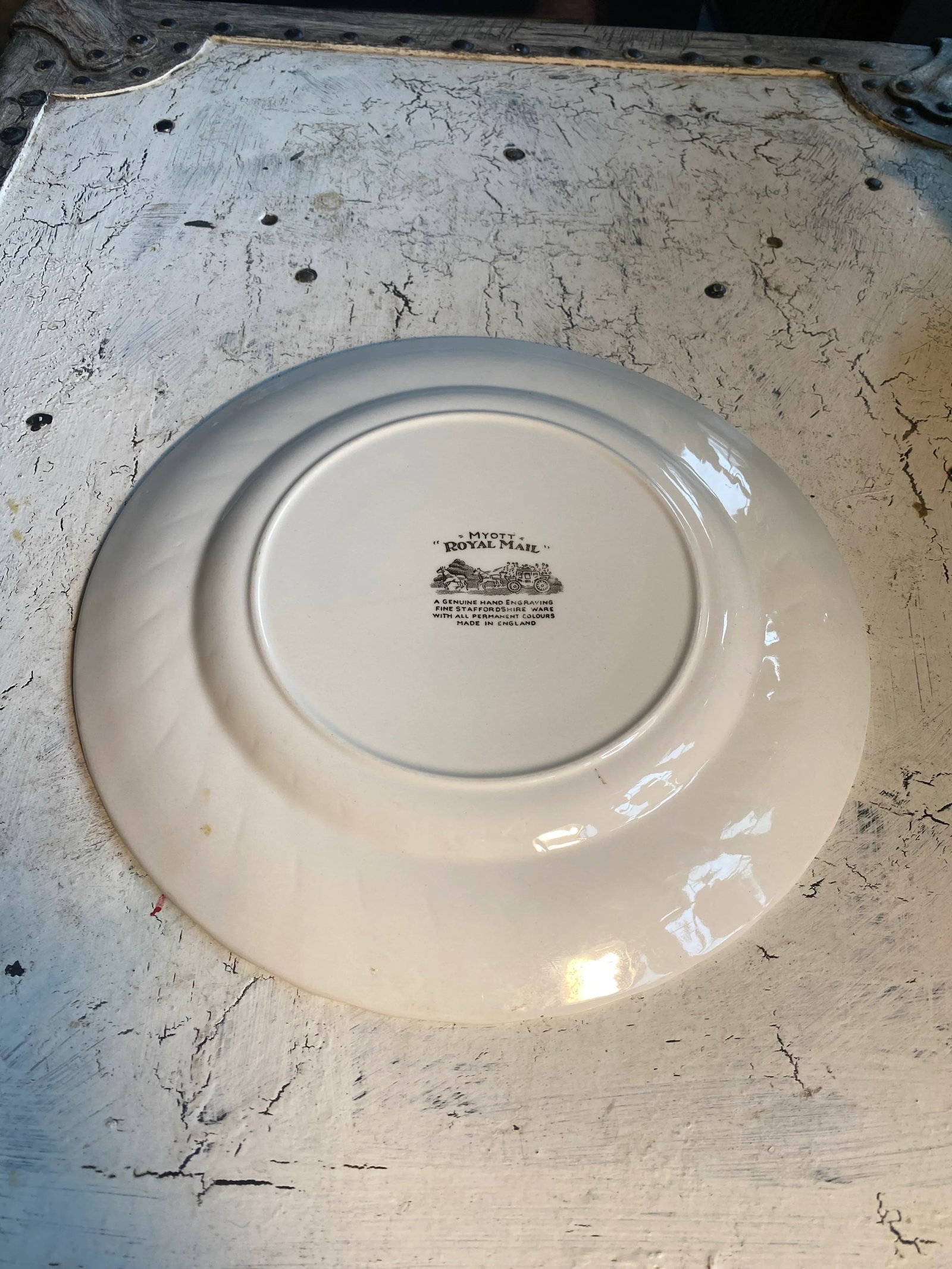 Vintage Myott Staffordshire Royal Mail Brown & Whit Dinner Plates- Set of 2 - 4