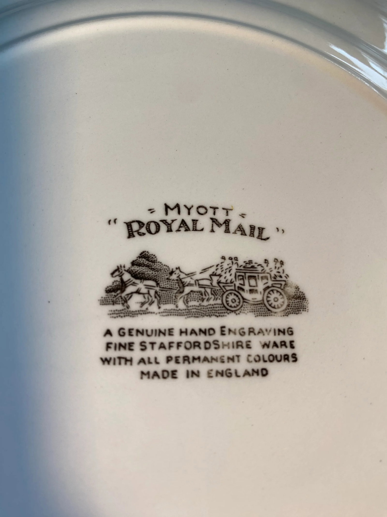 Vintage Myott Staffordshire Royal Mail Brown & Whit Dinner Plates- Set of 2 - 6