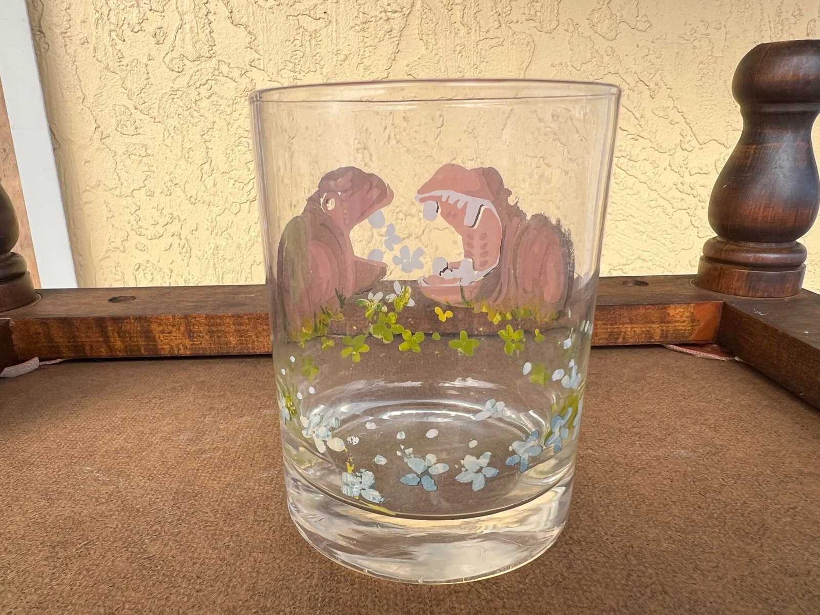 1960s Dorothy Thorpe Style Painted Hippos Glass - 4