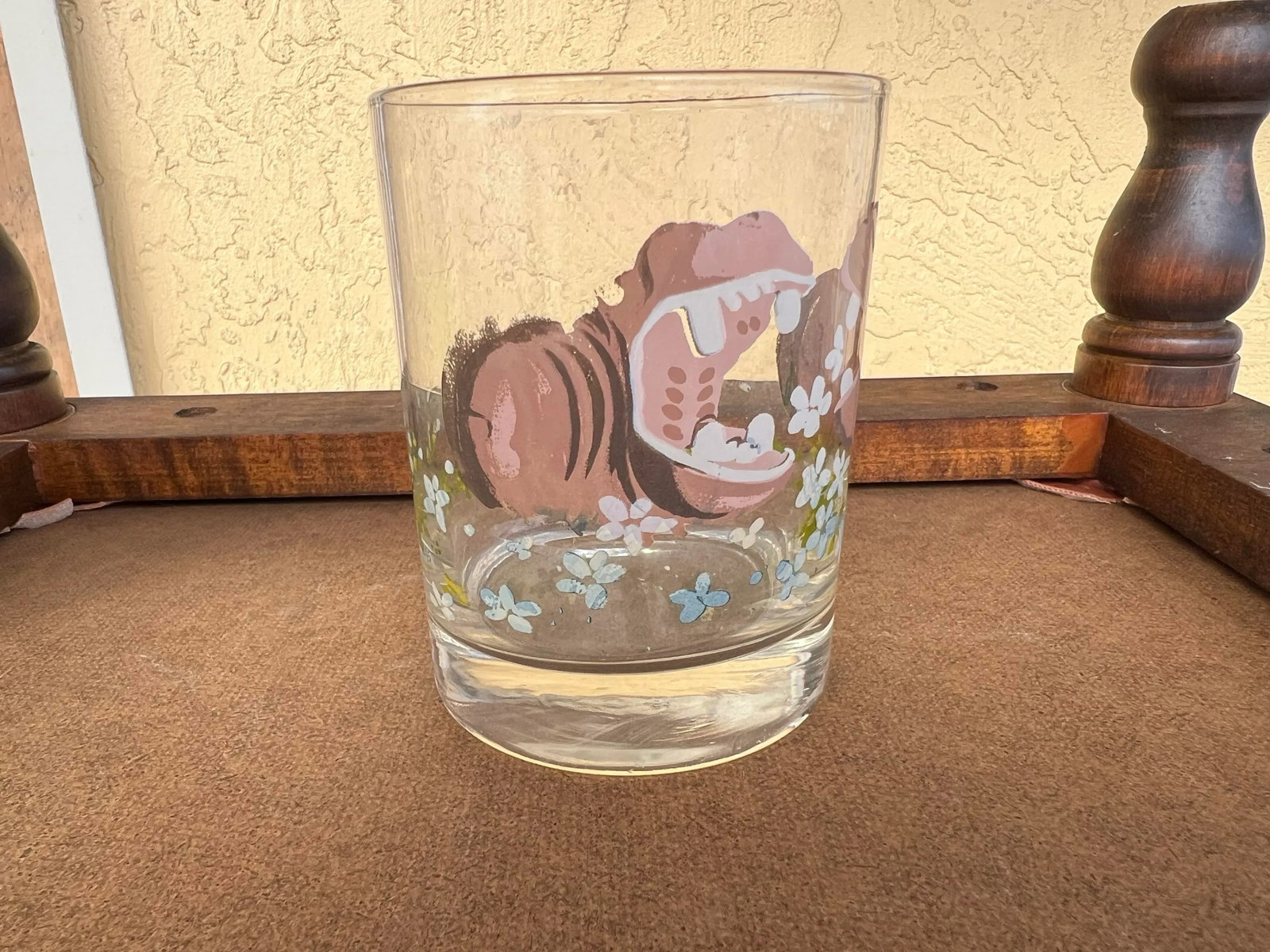 1960s Dorothy Thorpe Style Painted Hippos Glass - 5