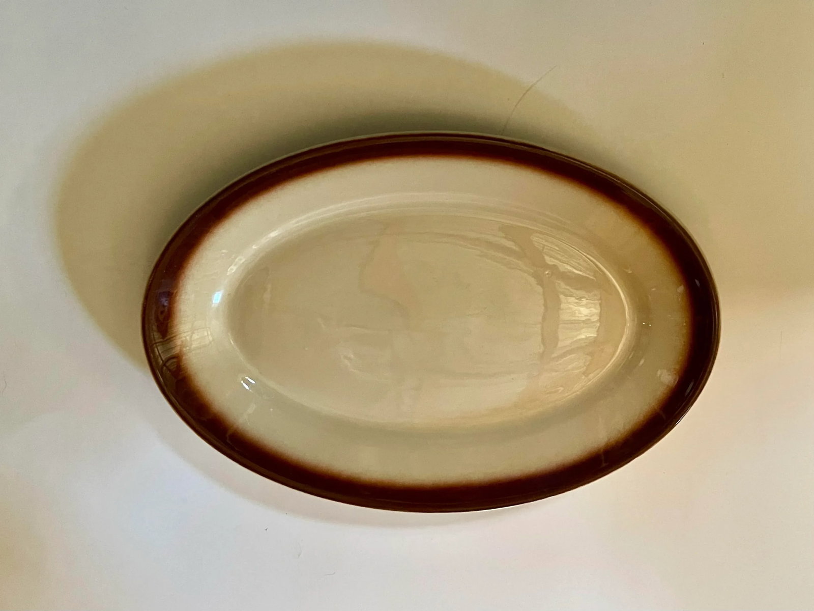 Mid 20th Century Wellsville China Tan and Brown Platter - 2