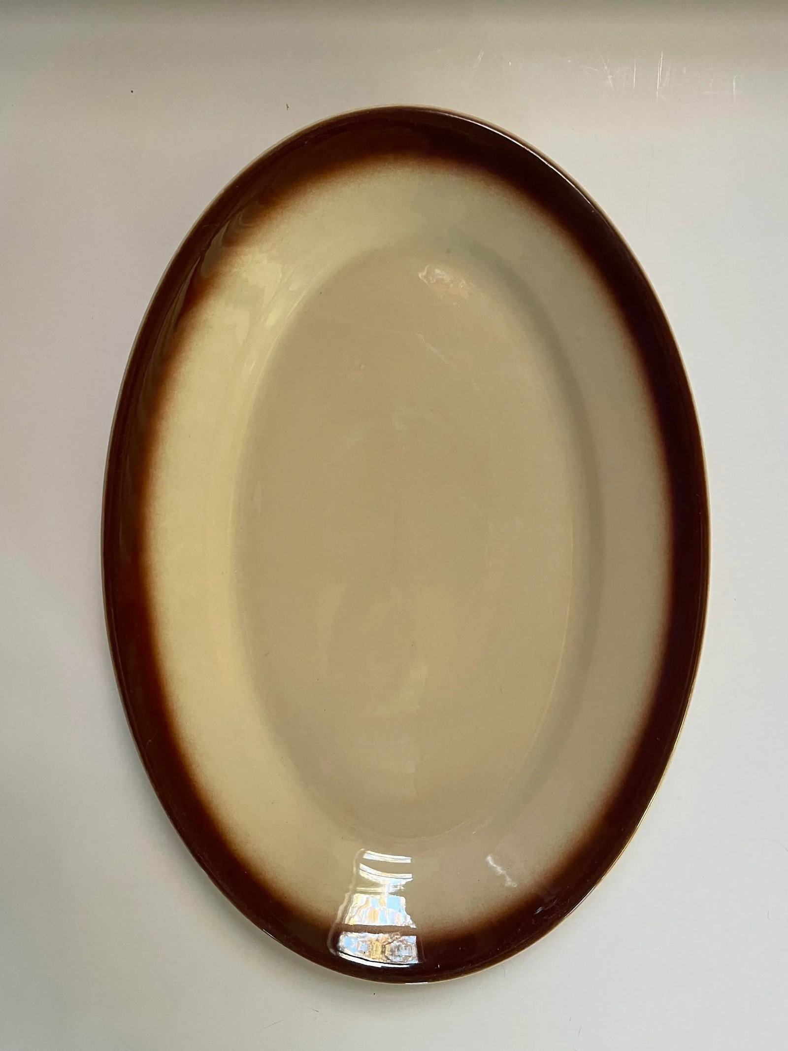 Mid 20th Century Wellsville China Tan and Brown Platter - 4