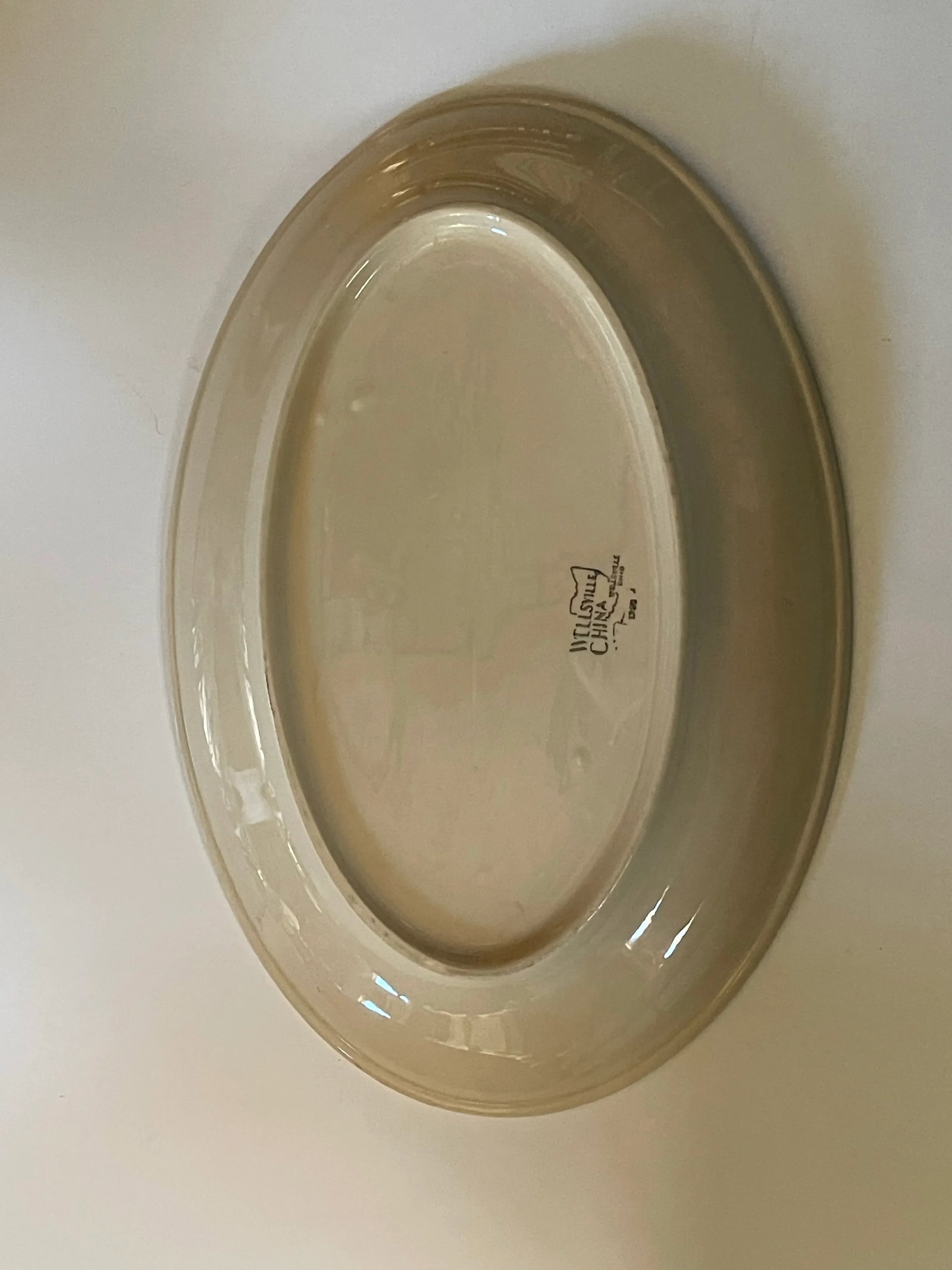 Mid 20th Century Wellsville China Tan and Brown Platter - 5