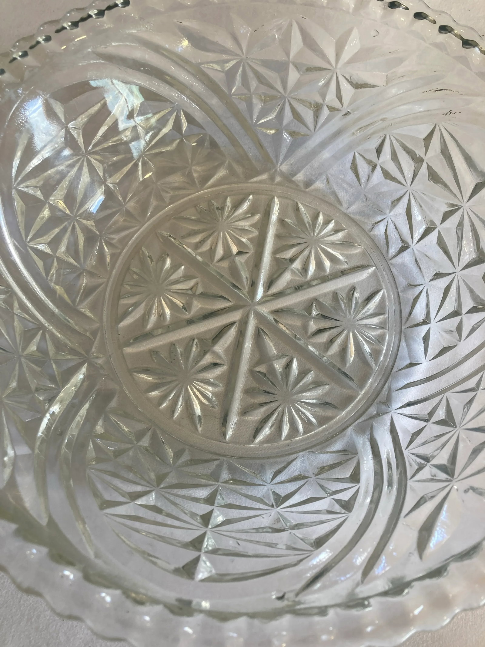 Vintage Cut Glass Serving Bowl - 5