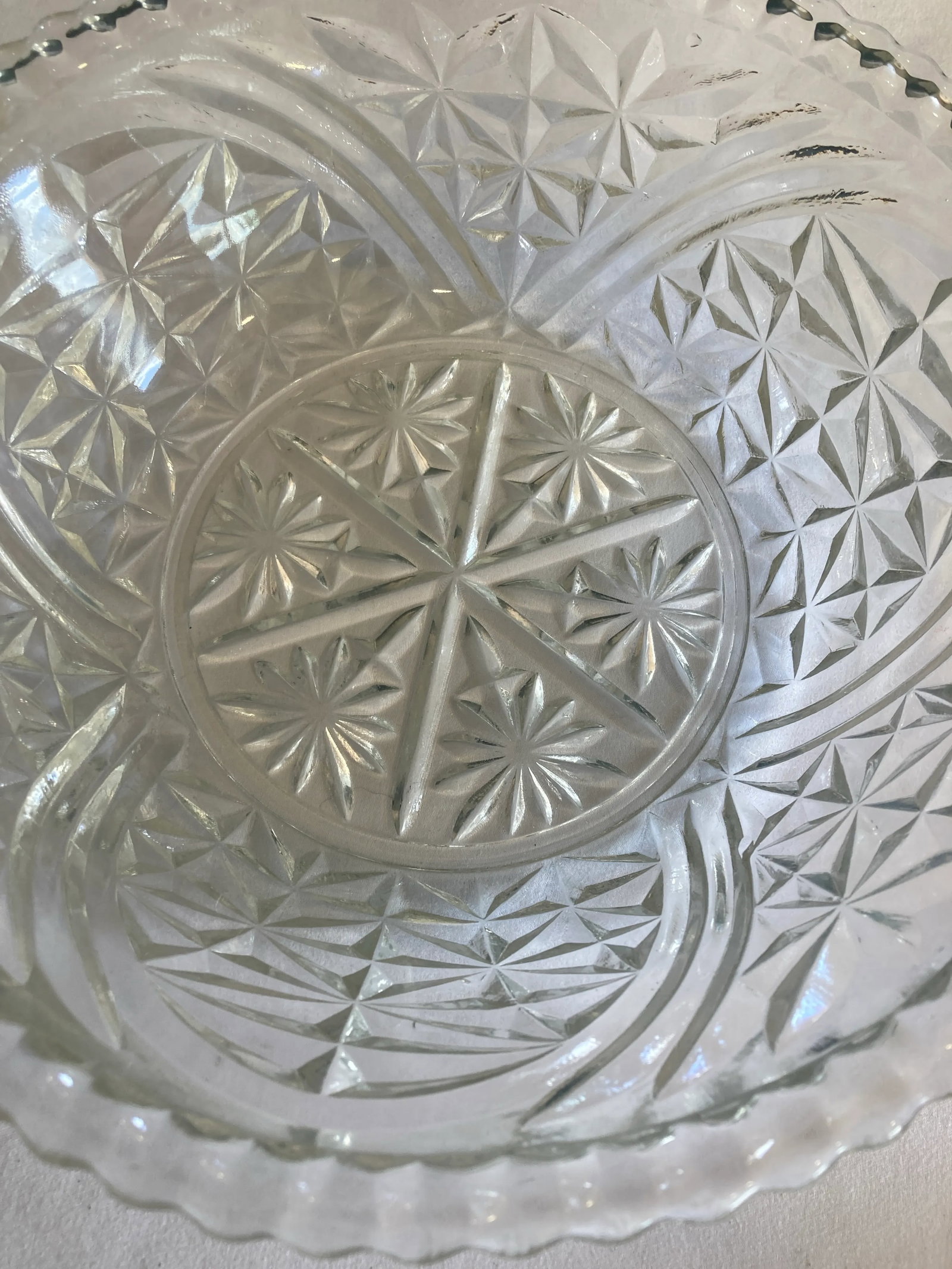 Vintage Cut Glass Serving Bowl - 6