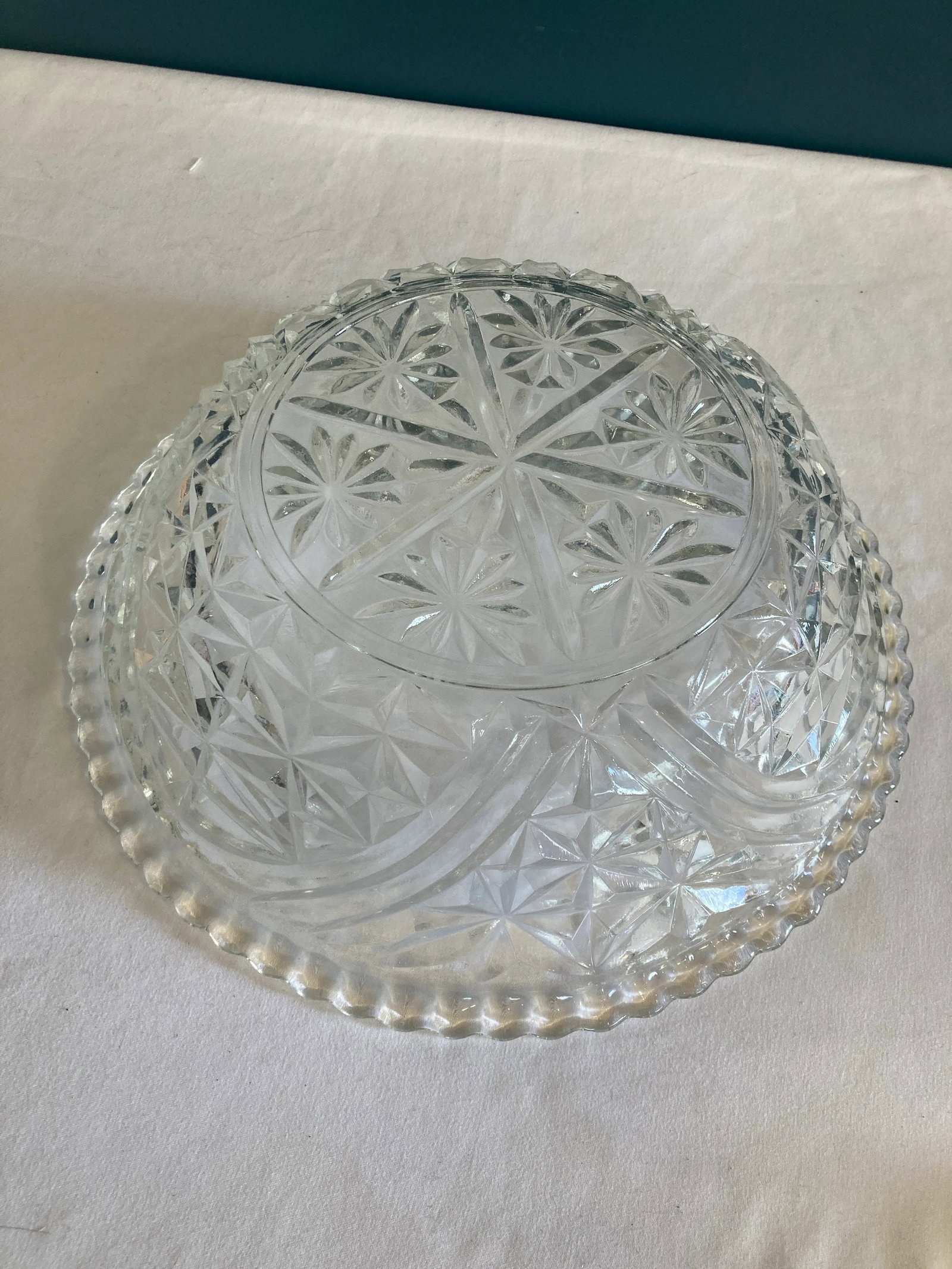 Vintage Cut Glass Serving Bowl - 8