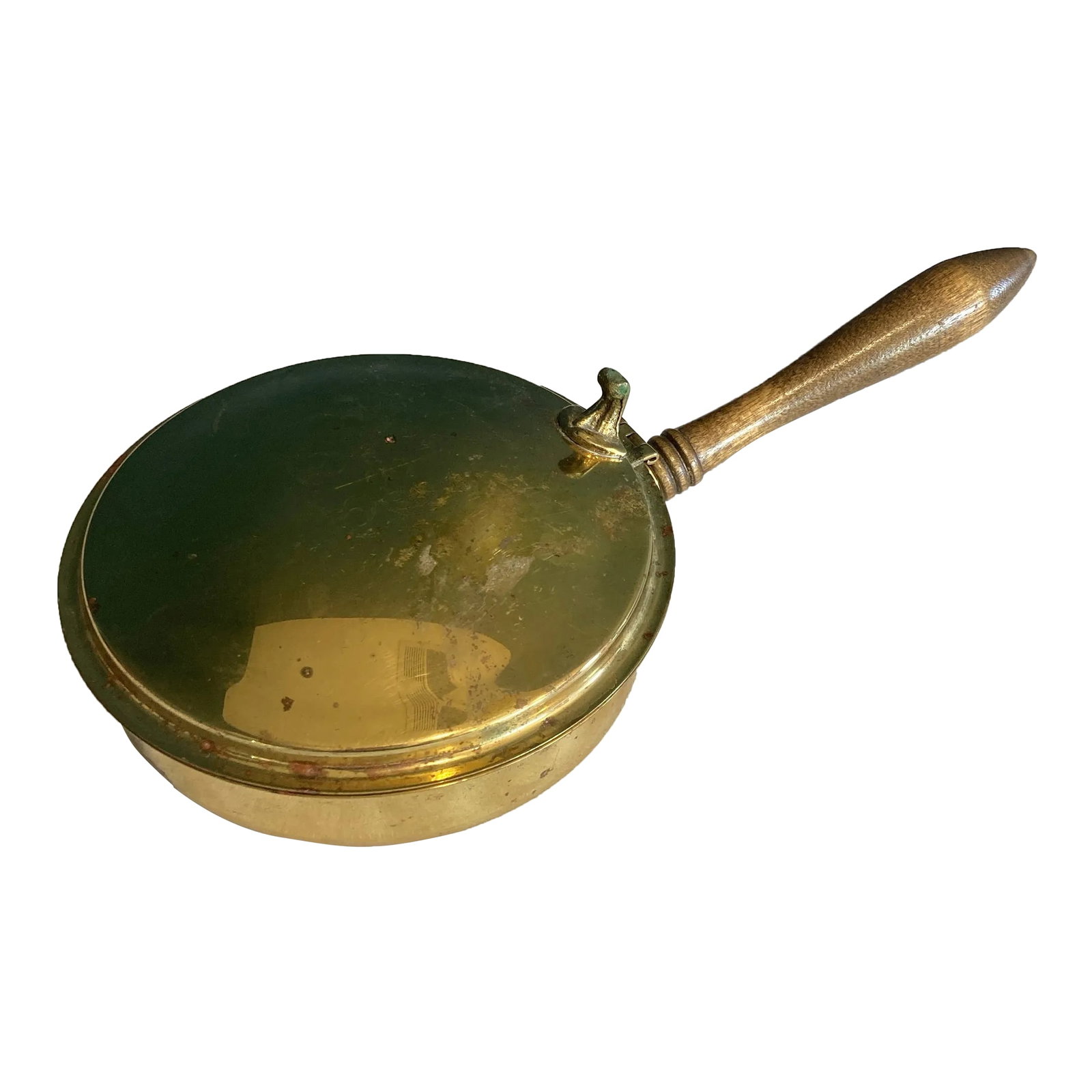 Mid 20th Century Brass and Wood Crumb Butler: An exquisite example of vintage finds from a more elegant era of dining. This brass silent butler showcases the refined craftsmanship and attention to detail that defined mid-century table service.