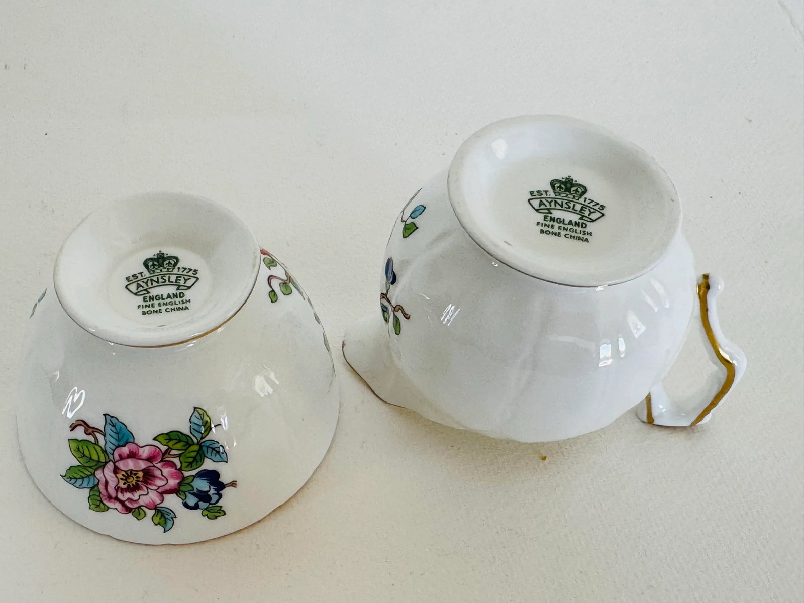 Vintage 1960s Aynsley England Small Sugar & Creamer Set - 6