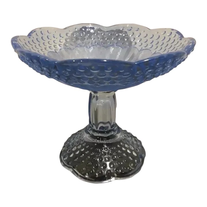 Gorham Crystal Emily's Attic Blue Round Compote Candy Dish Hobnail: Sweet dish, center piece, catch all in cobalt blue. Great condition. Unsigned. Condition: Alterations: Original Condition Unaltered Imperfections: Some Imperfections Condition Notes: No flaws Origin: