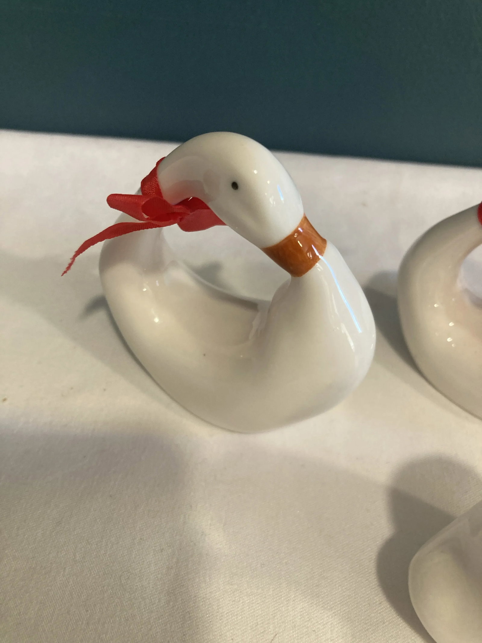 Vintage White Ceramic Swan Napkin Rings, Set of 6 - 2