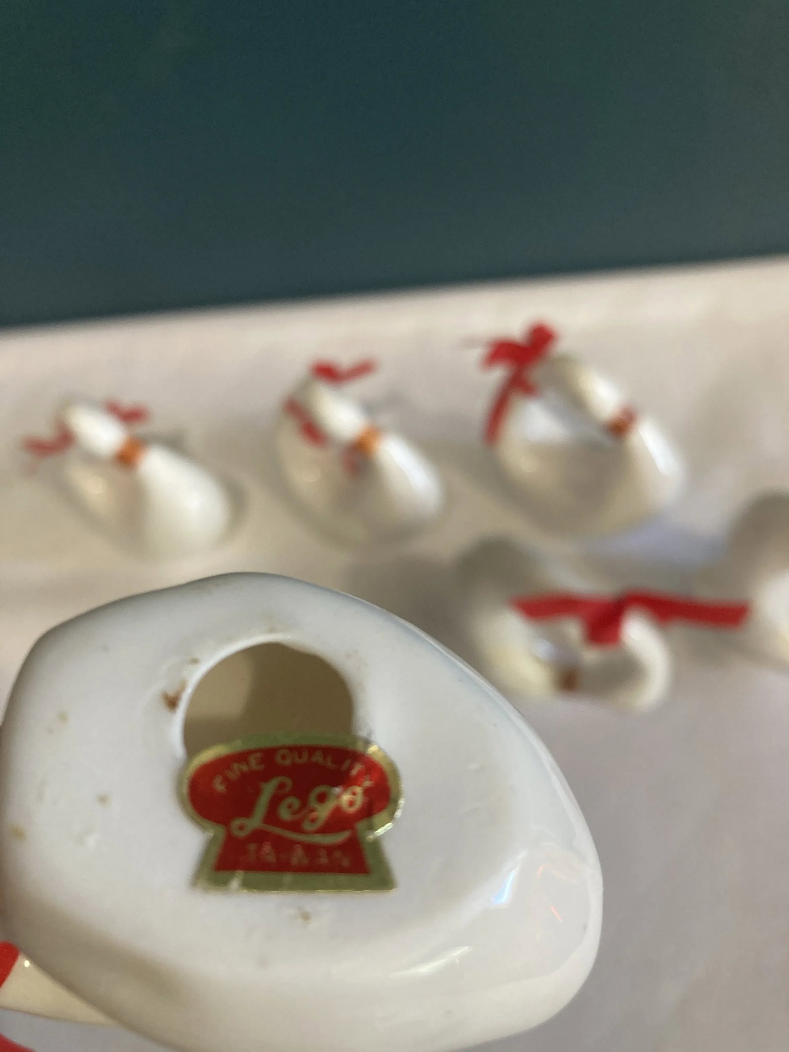 Vintage White Ceramic Swan Napkin Rings, Set of 6 - 6