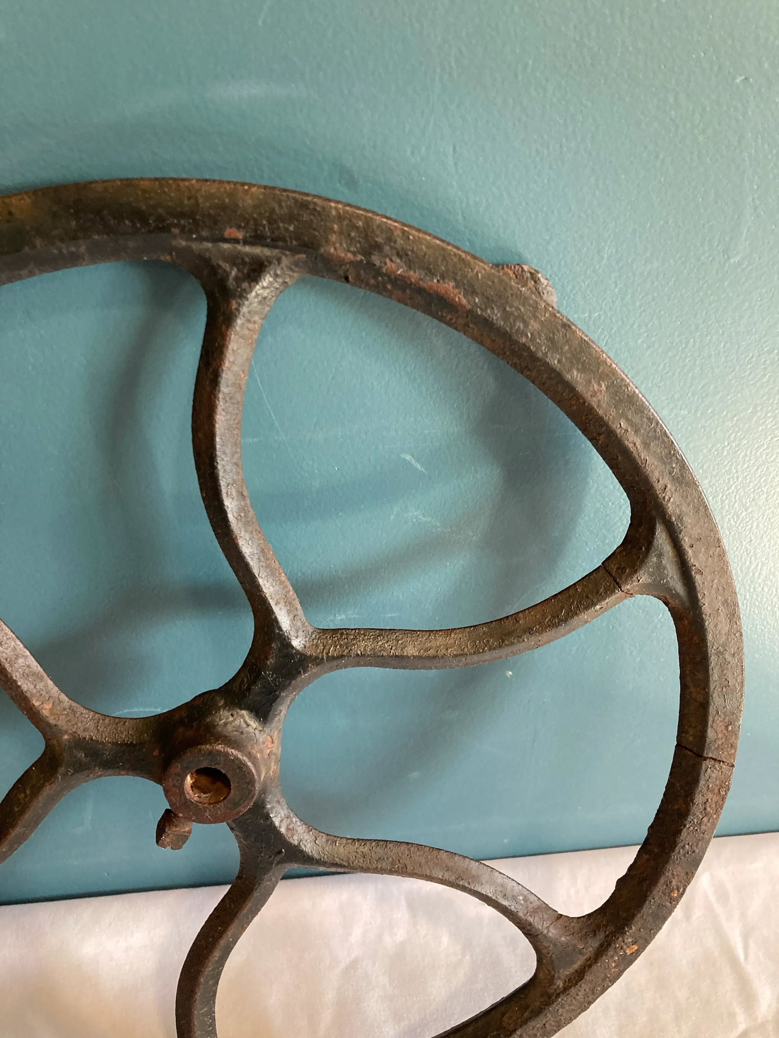 Antique Cast Iron Wheel Decor Salvage - 4