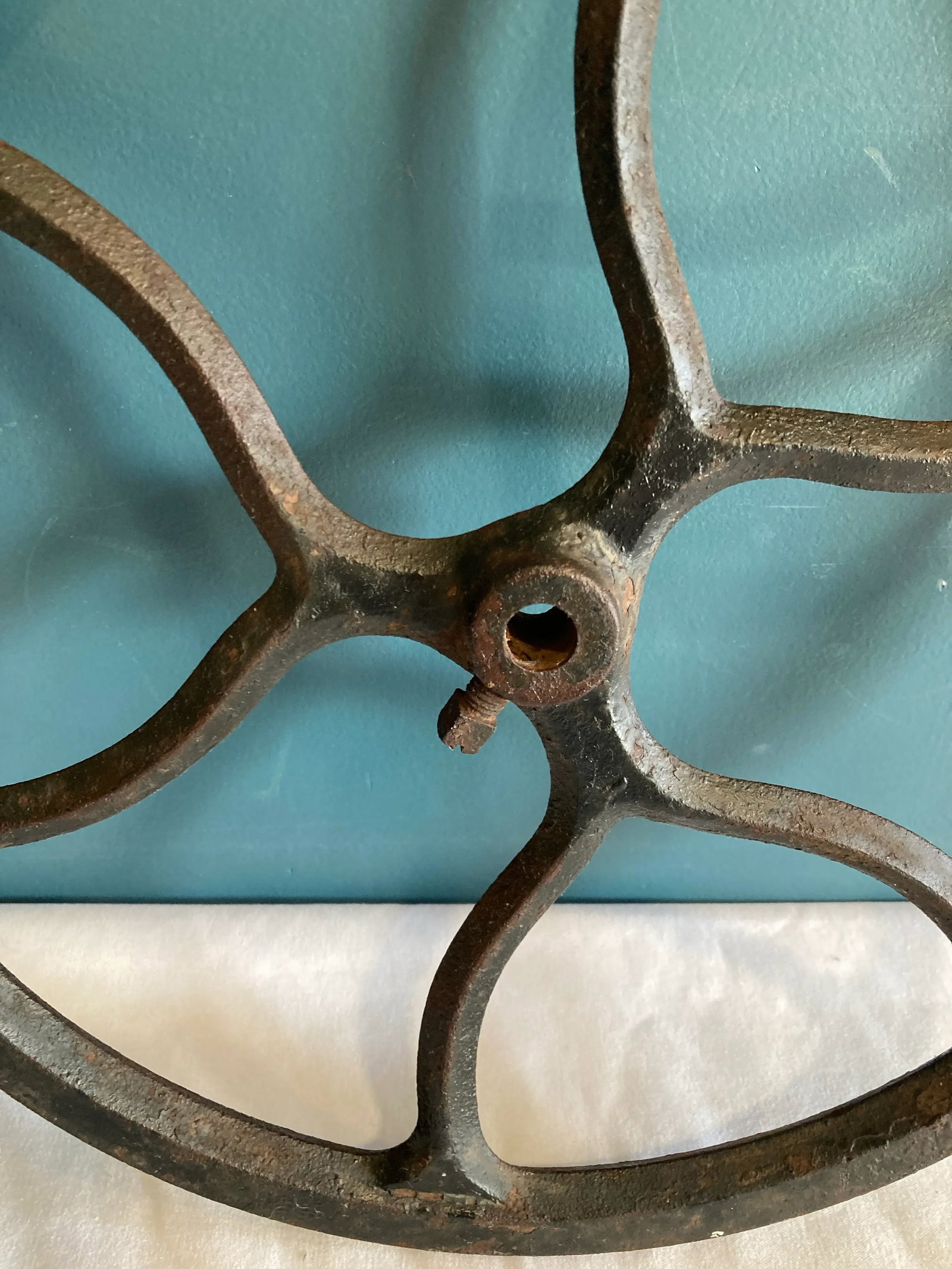 Antique Cast Iron Wheel Decor Salvage - 5