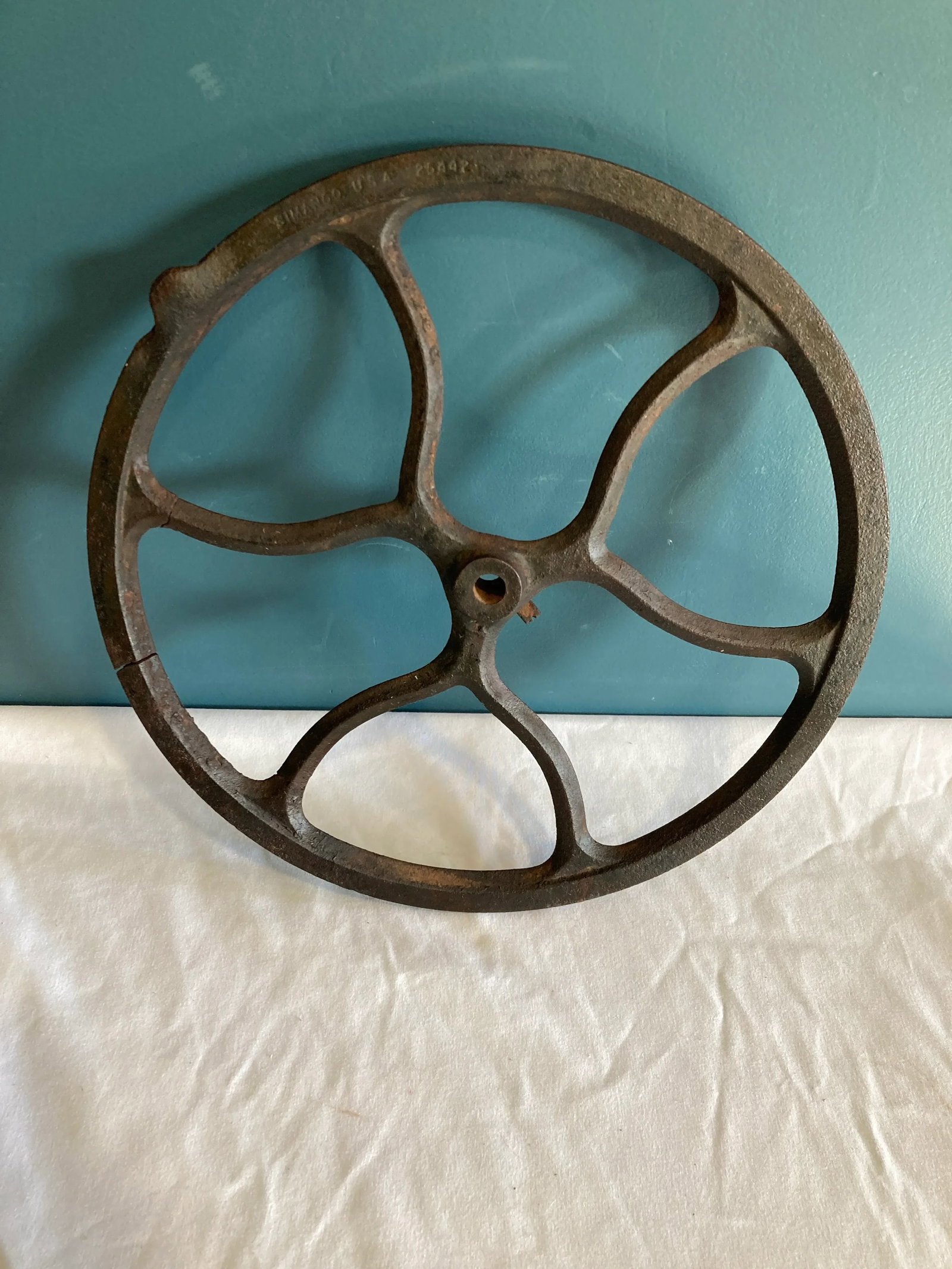 Antique Cast Iron Wheel Decor Salvage - 7