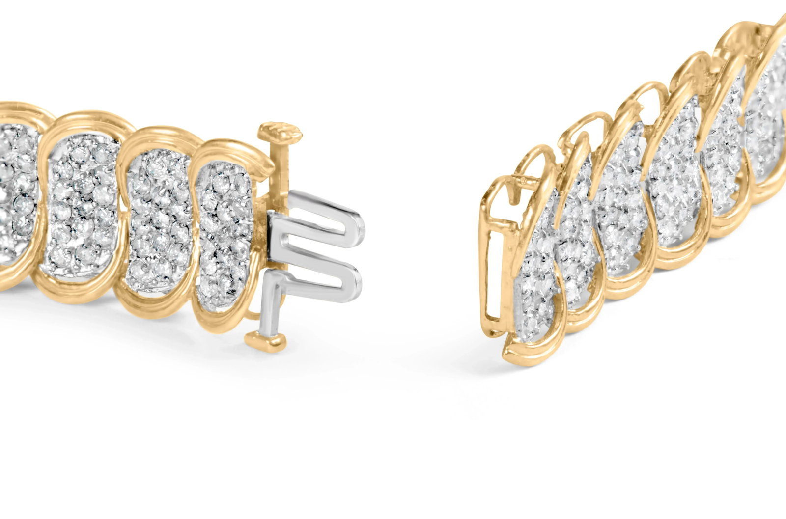 10k Yellow Gold 5.00 Cttw Diamond Oval Banded Link Bracelet (I-J Color, I1-I2 Clarity) - 7" Inches - 2