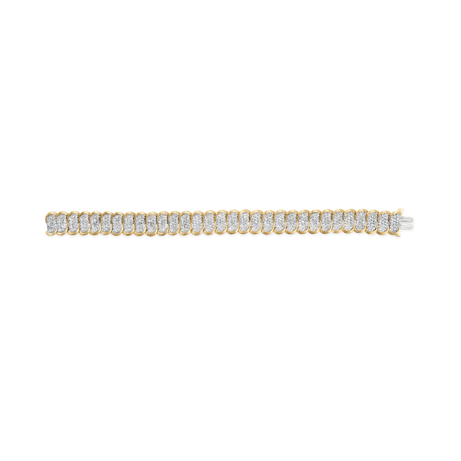 10k Yellow Gold 5.00 Cttw Diamond Oval Banded Link Bracelet (I-J Color, I1-I2 Clarity) - 7" Inches - 3
