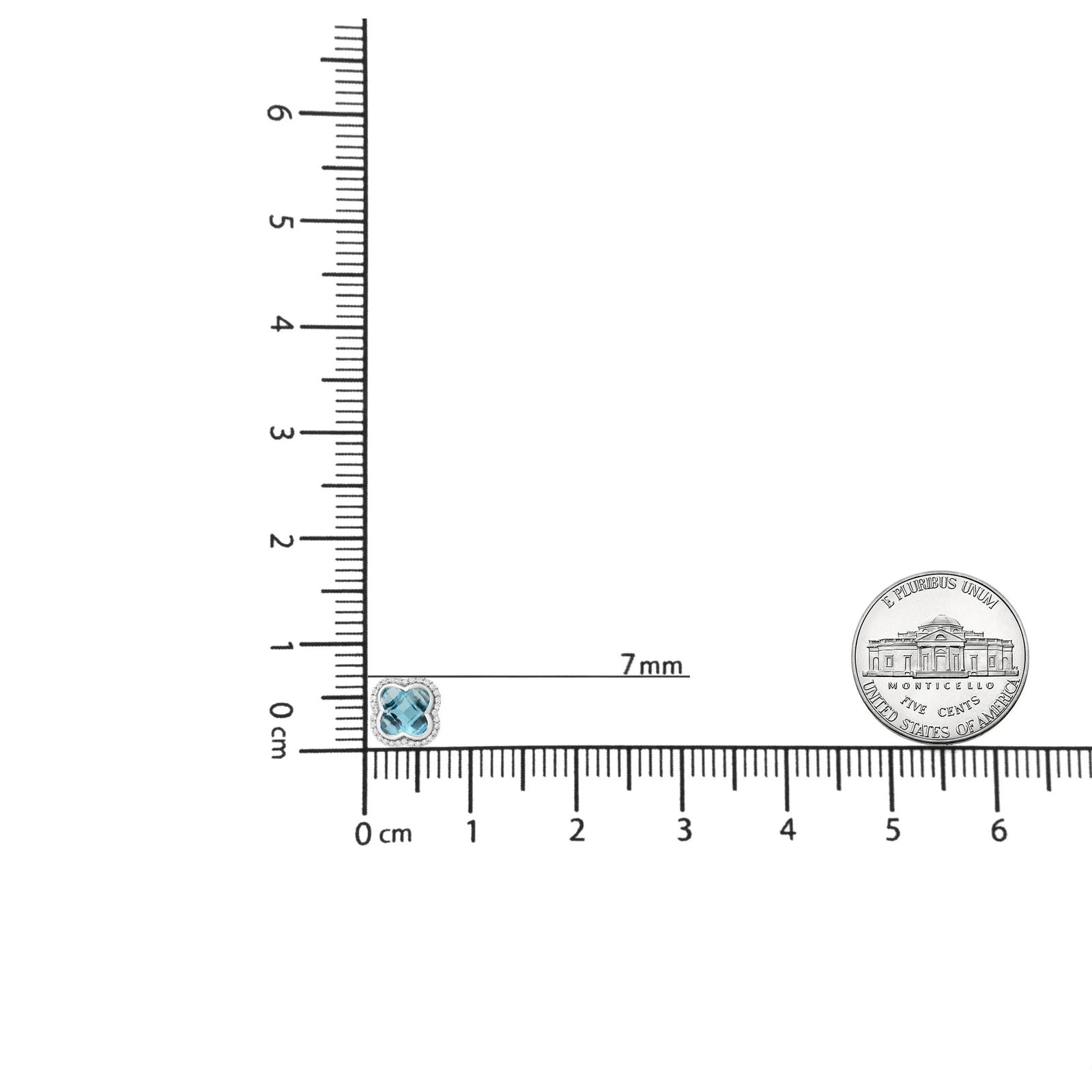 18K White Gold 3/8 Cttw Diamond and 11x11mm Clover-Cut London Blue Topaz Gemstone Halo Clover Stud E - 5
