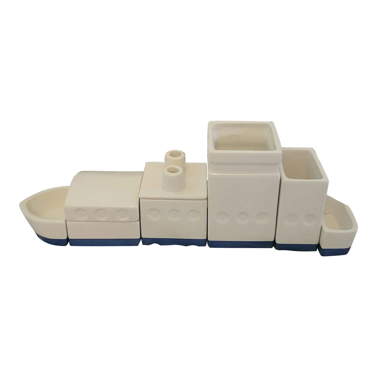 Contemporary Industrial Hector Serrano for Seletti Desk Organizer: Whimsical Desk Organizer Designed by Hector Serrano for Seletti, Italy. This series called "Deskstructure", composed of Cityscape, Building, or Ship shaped pieces that were seperate compartments for