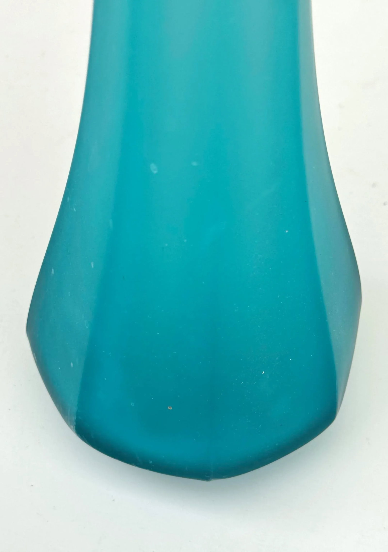 Art Glass Vase -Vintage Mid Century Tall Turquoise Cerulean Blue Frosted (Sea Glass) - 4